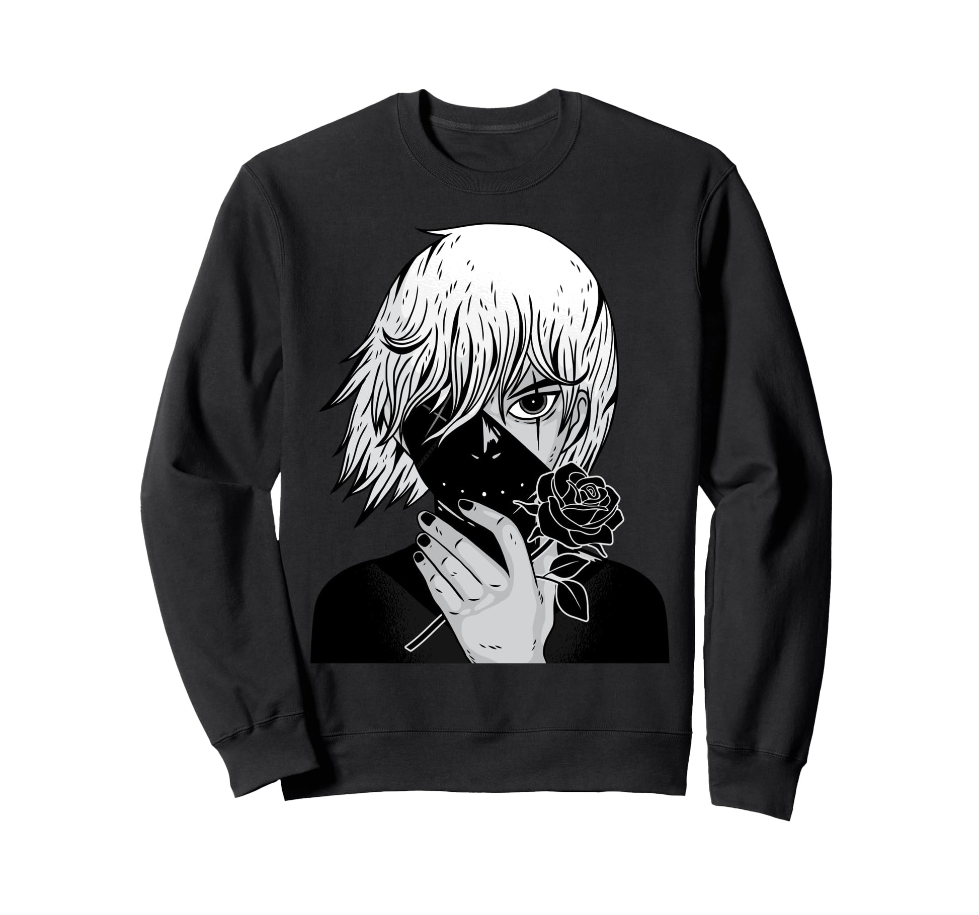 Alt Aesthetic Black Roses Manga Sweatshirt - Unique Graphic for Adults - T-Shirt, Sweatshirt, Hoodie