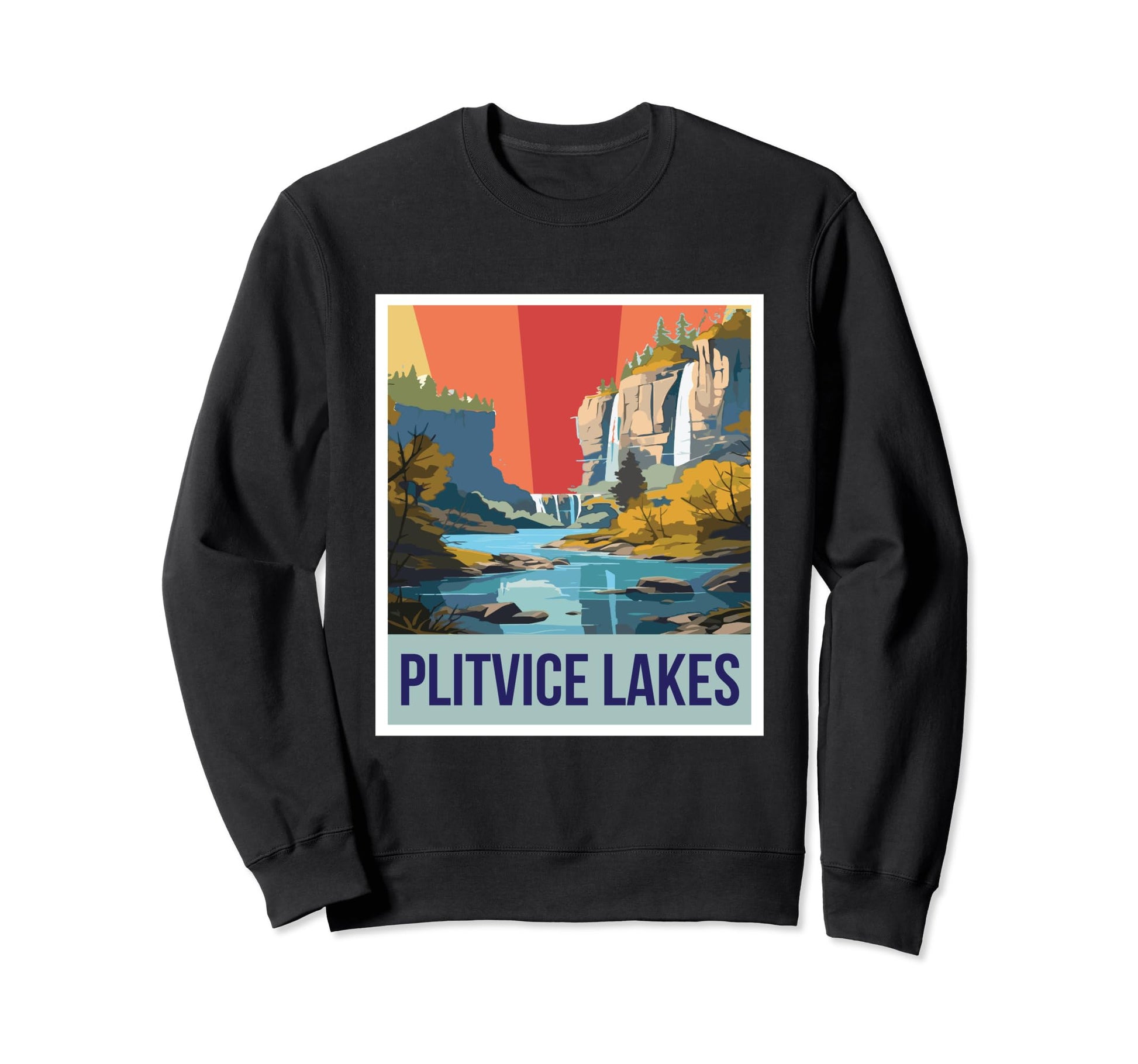 Waterfall Plitvice Lakes Croatia Sweatshirt - Custom Art Print Men Women - T-Shirt, Sweatshirt, Hoodie