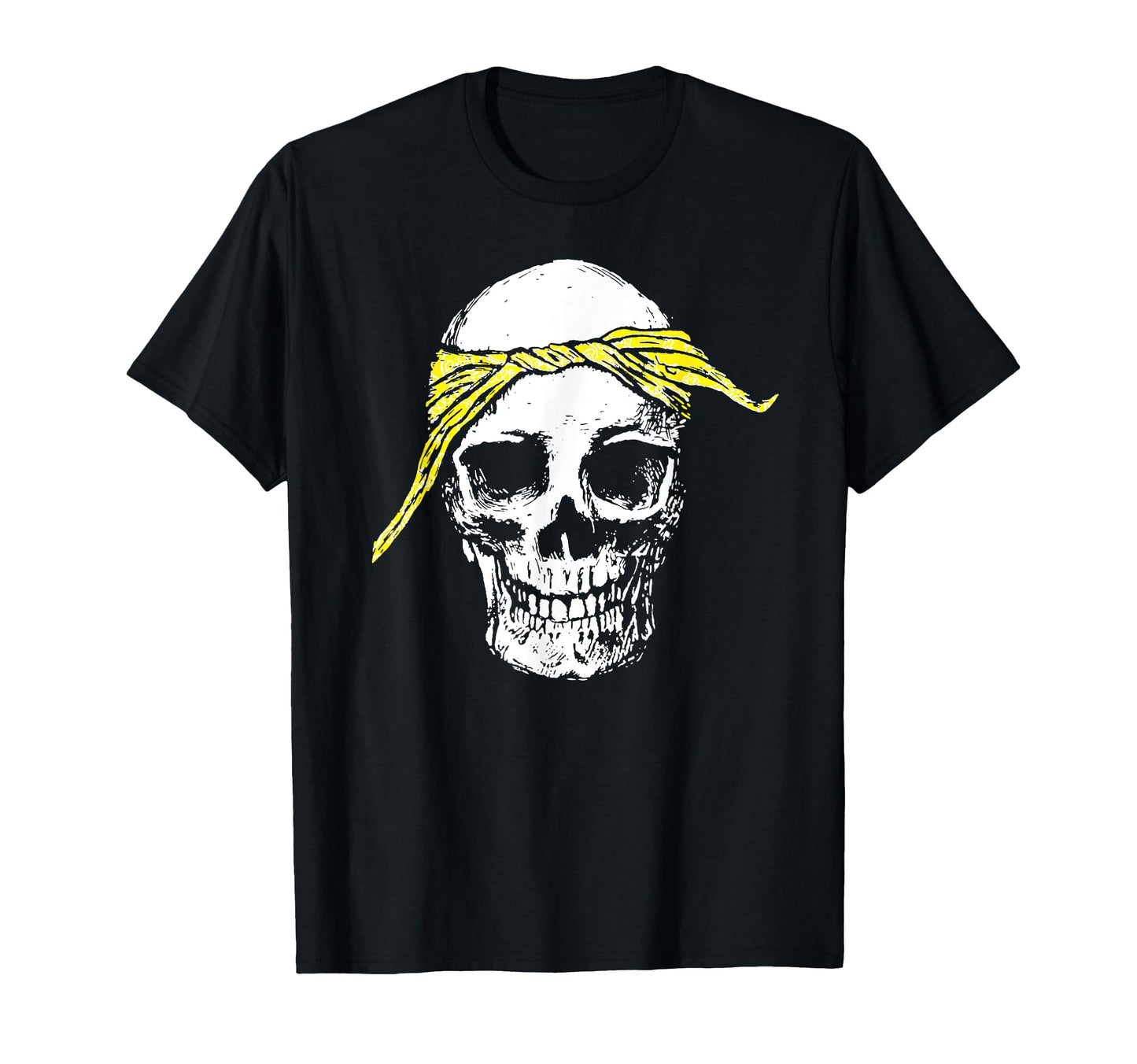 Hiphop Skull Yellow Do Rag Bandana T-Shirt - Aesthetic Graphic Men Women - T-Shirt, Sweatshirt, Hoodie