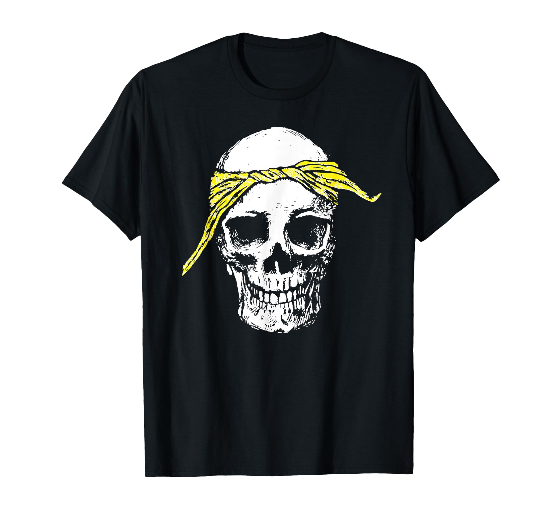 Hiphop Skull Yellow Do Rag Bandana T-Shirt - Aesthetic Graphic Men Women - T-Shirt, Sweatshirt, Hoodie