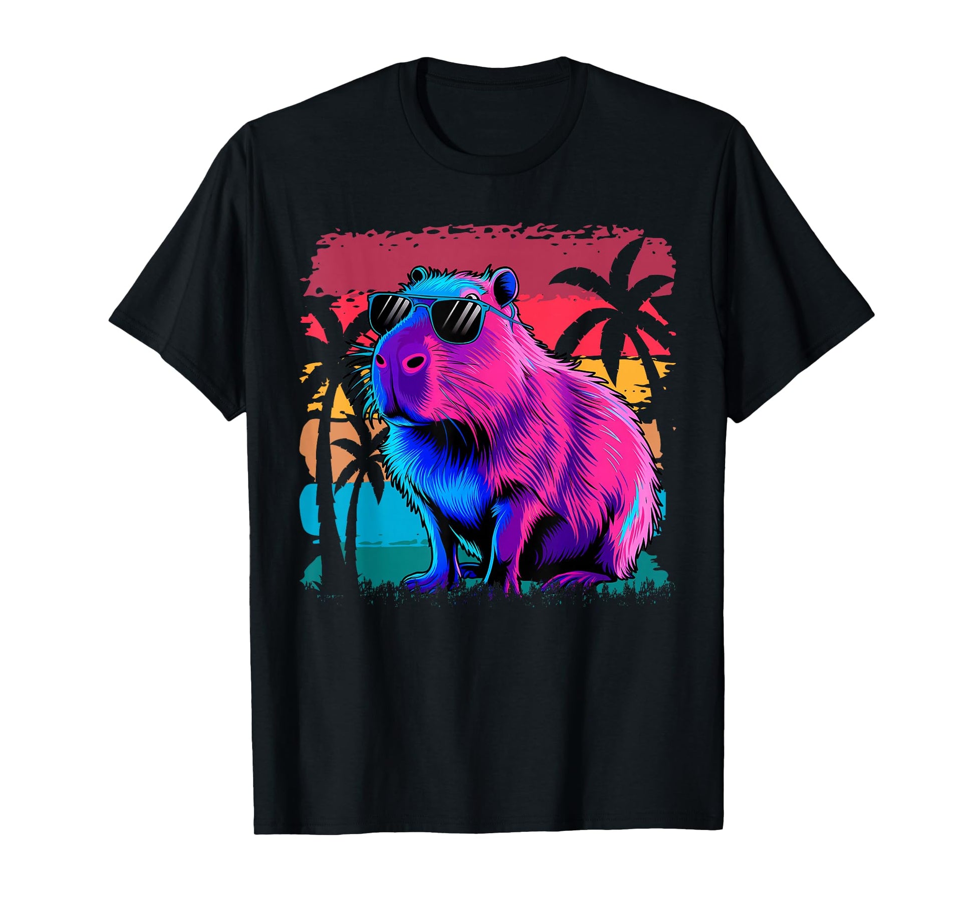 Funny Capybara Rodent Vaporwave T-Shirt - Aesthetic Graphic for Adults - T-Shirt, Sweatshirt, Hoodie