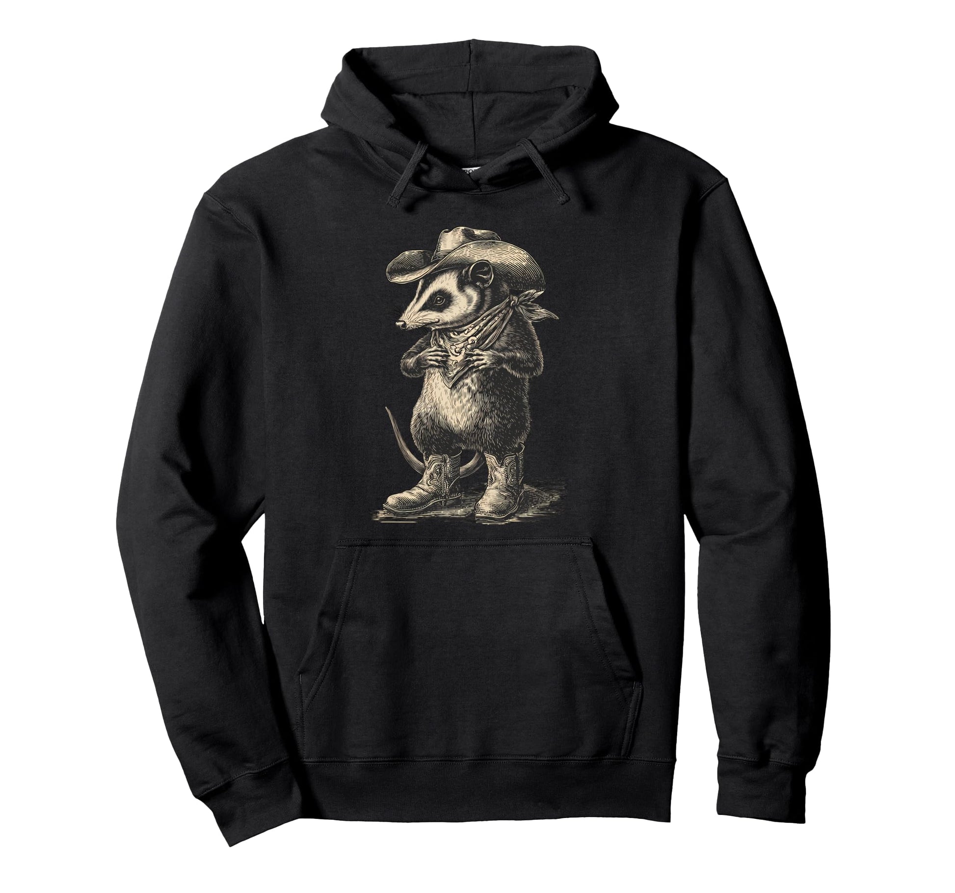 Country Cowboy Opossum Rodeo Possum Hoodie - Minimalist Print Men Women - T-Shirt, Sweatshirt, Hoodie