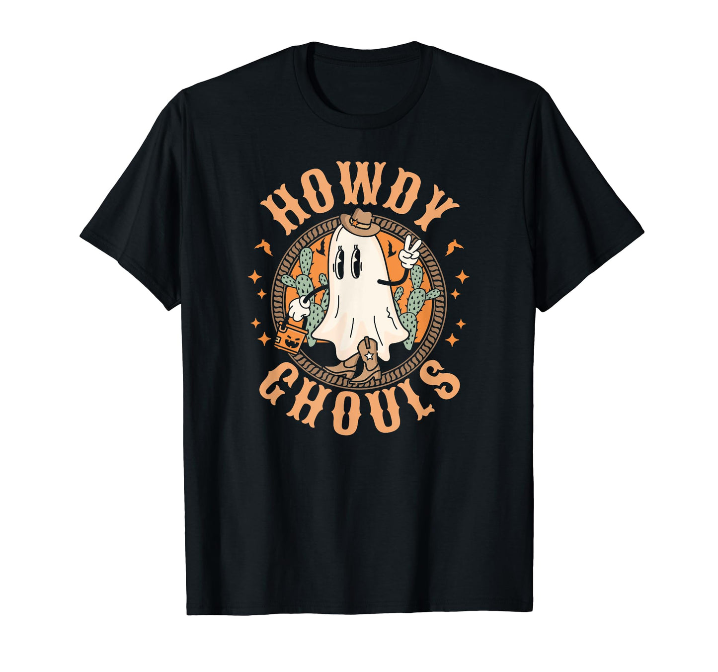 Howdy Ghouls Western Halloween Ghost T-Shirt - Novelty Apparel Unisex - T-Shirt, Sweatshirt, Hoodie