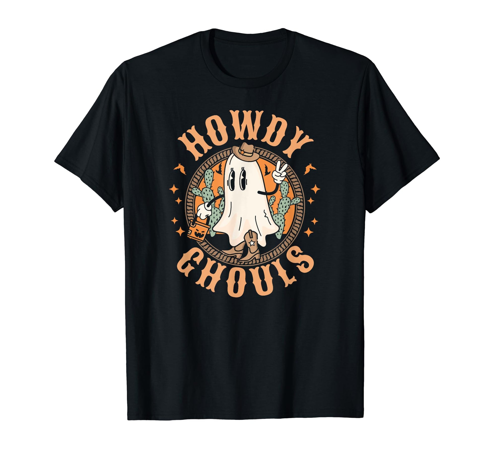 Howdy Ghouls Western Halloween Ghost T-Shirt - Novelty Apparel Unisex - T-Shirt, Sweatshirt, Hoodie