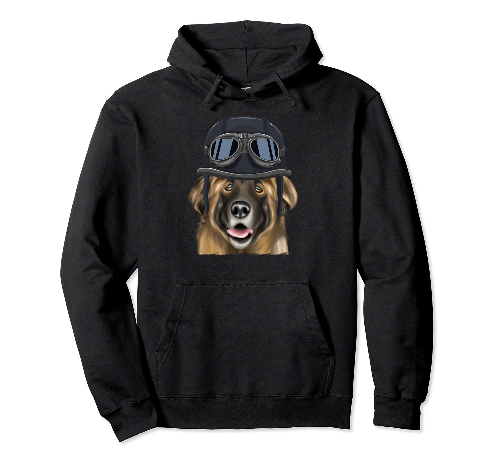 Funny Motorcycle Helmet Leonberger Hoodie - Graphic Print Men Women - T-Shirt, Sweatshirt, Hoodie