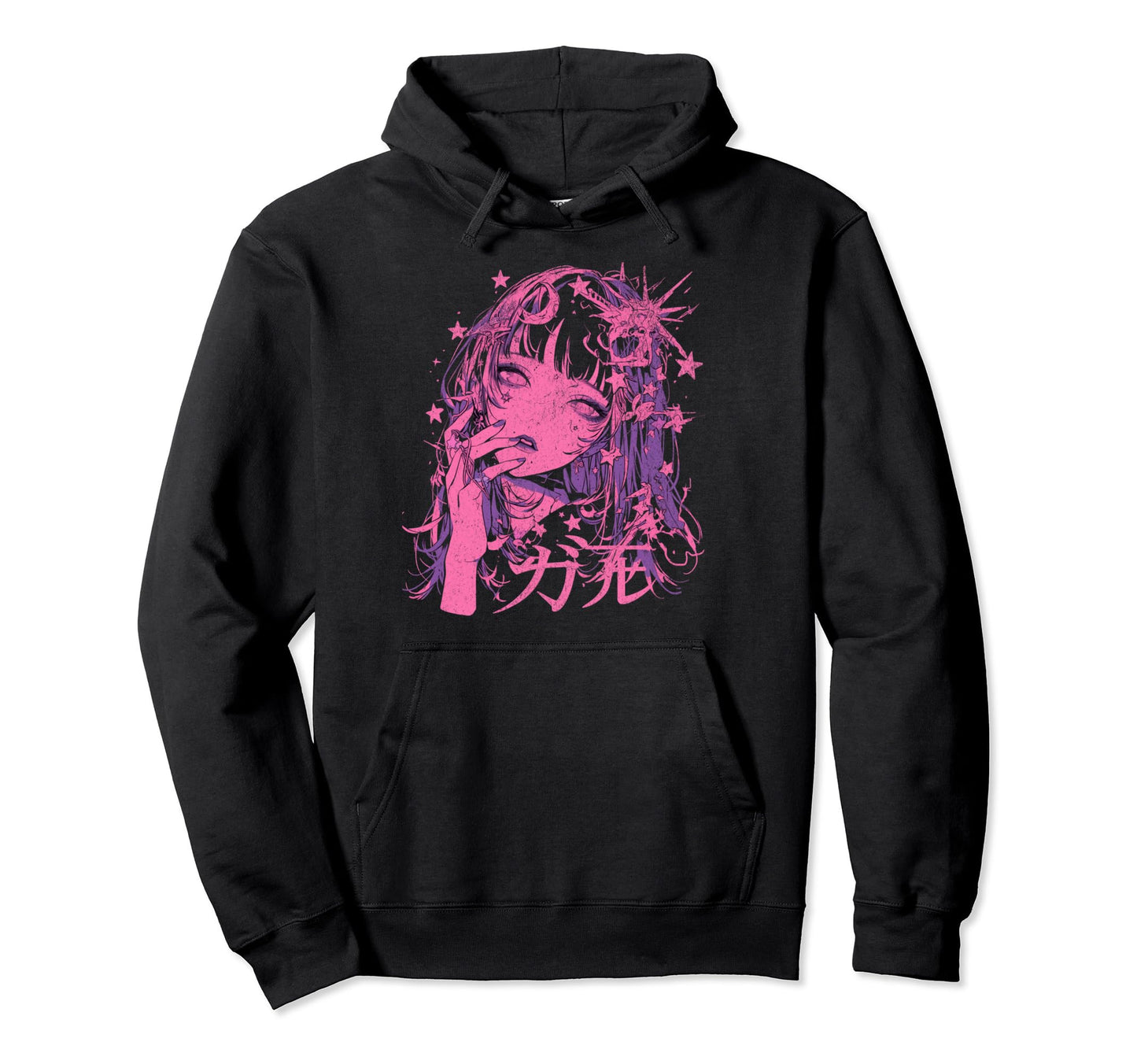 Goth Grunge Demon Anime Waifu Horror Hoodie - Custom Art Print for Adults - T-Shirt, Sweatshirt, Hoodie