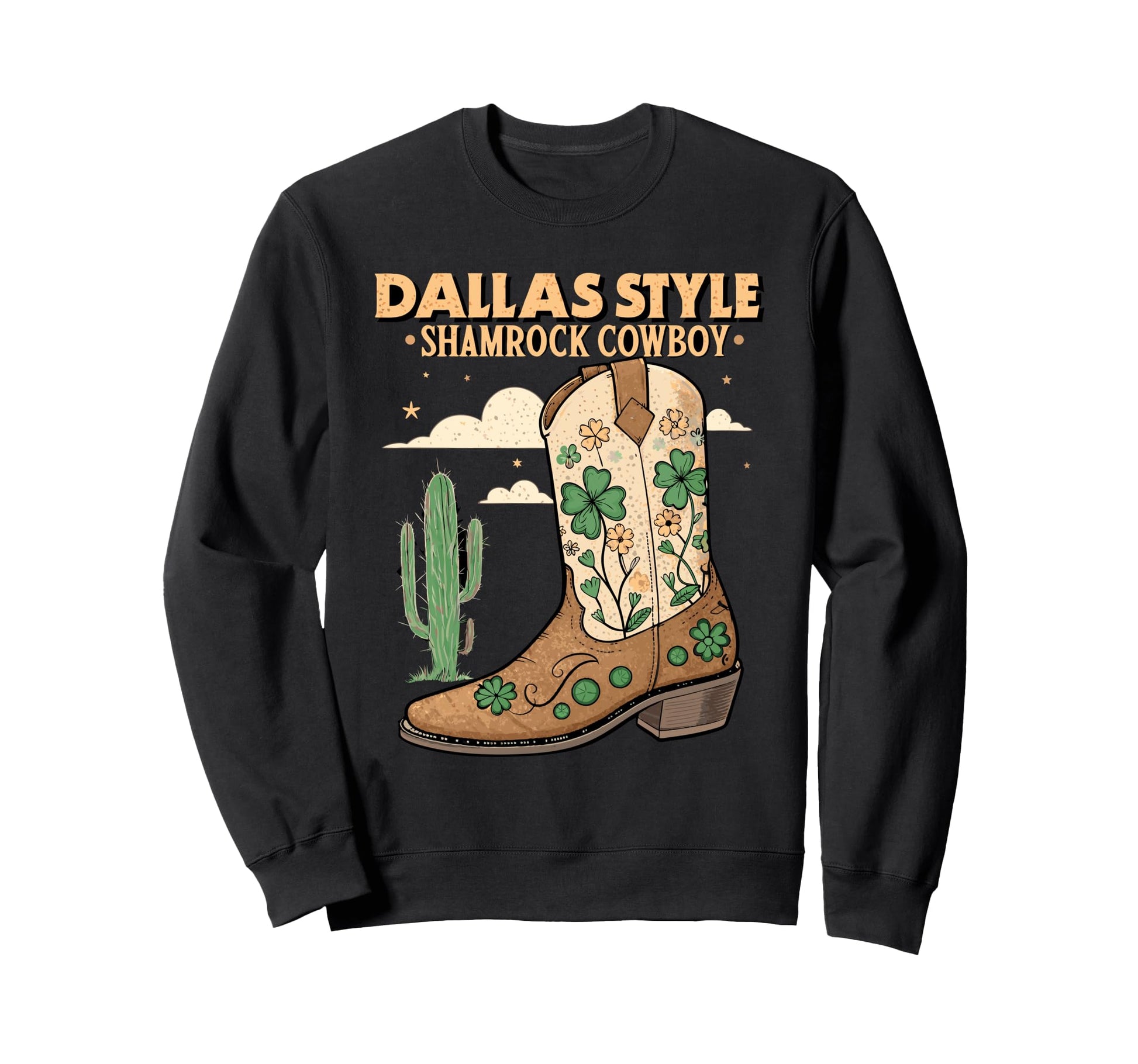 Dallas Goes Green Shamrock Cowboy St Sweatshirt - Custom Art Print Unisex - T-Shirt, Sweatshirt, Hoodie