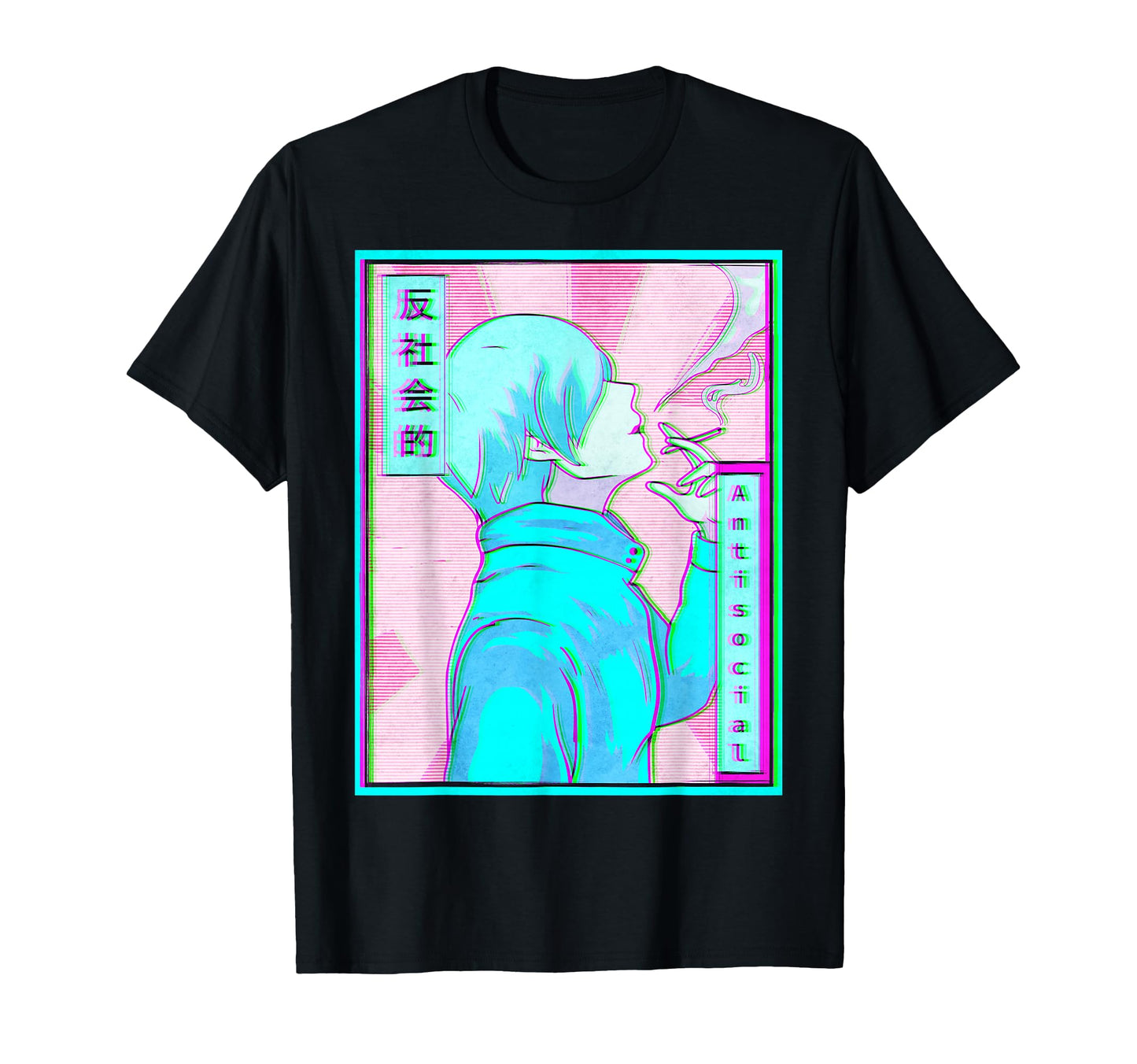 Antisocial Emo Anime Vaporwave Aesthetic T-Shirt - Minimalist Print Unisex - T-Shirt, Sweatshirt, Hoodie