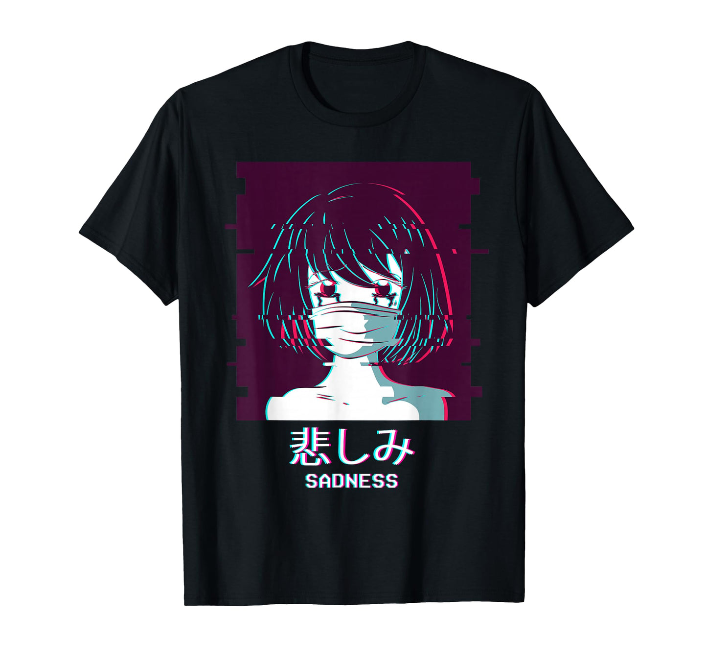 Sadness Sad Anime Vaporwave T-Shirt - Minimalist Print for Adults - T-Shirt, Sweatshirt, Hoodie