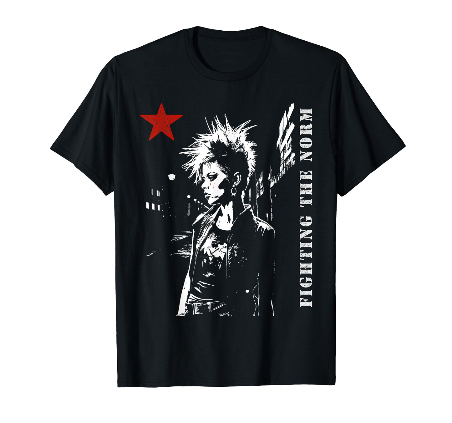Punk Grunge And Red Color Star 90S T-Shirt - Aesthetic Graphic for Adults - T-Shirt, Sweatshirt, Hoodie