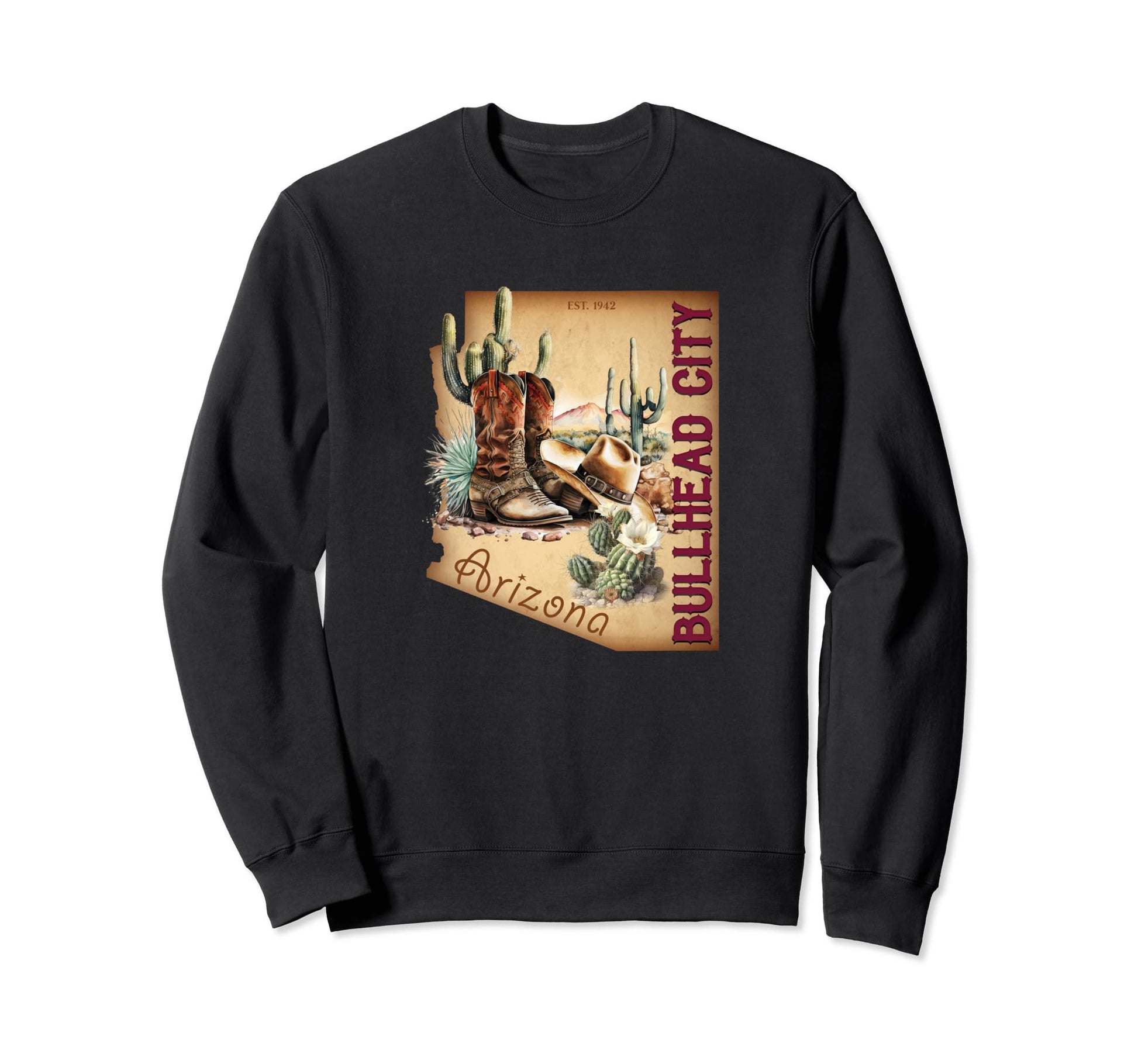 Bullhead City Arizona Western Sweatshirt - Casual Everyday Wear for Adults - T-Shirt, Sweatshirt, Hoodie