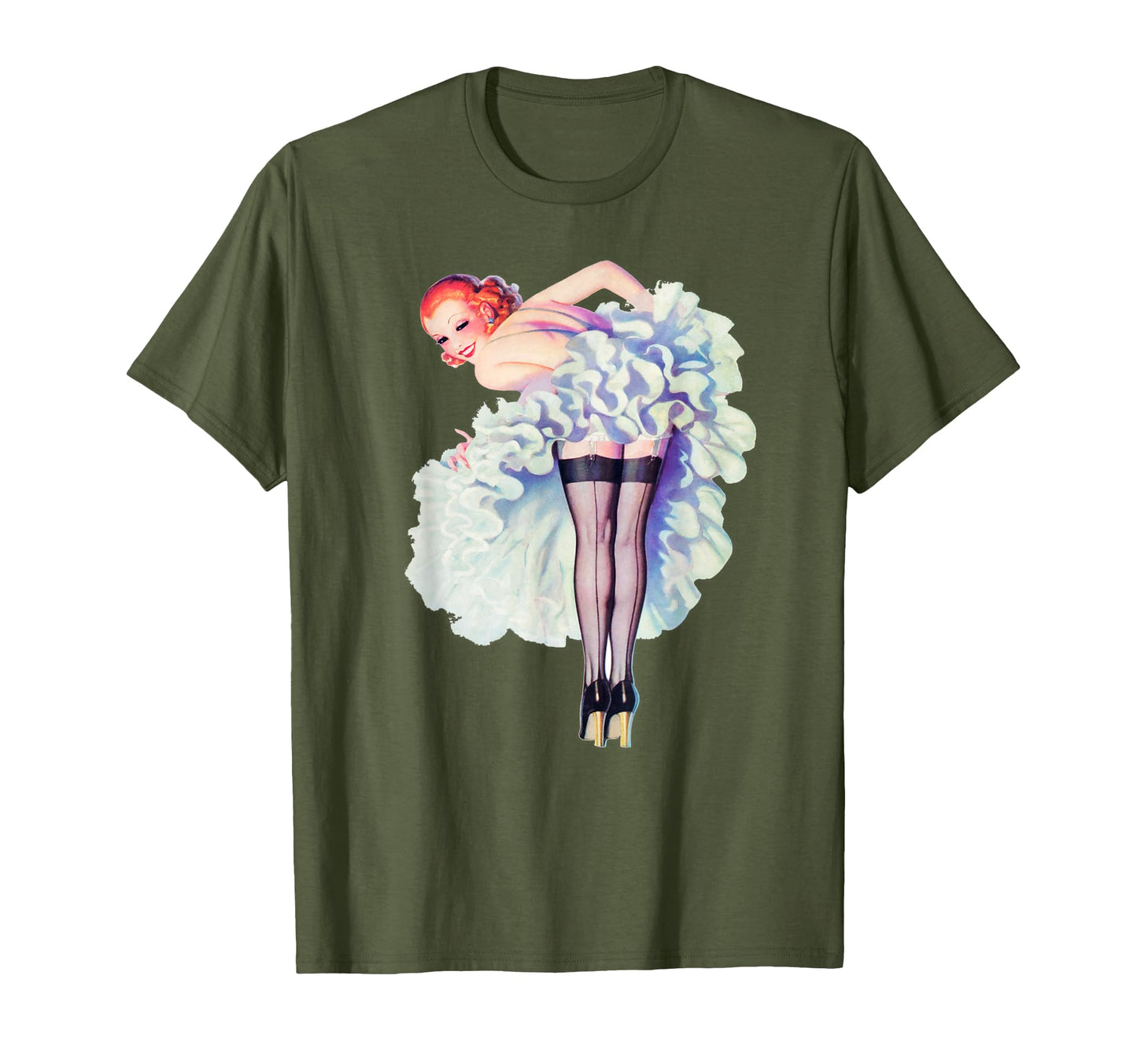 Ww2 America Redhead Pin Up Sexy Pinup T-Shirt - Custom Art Print Men Women - T-Shirt, Sweatshirt, Hoodie
