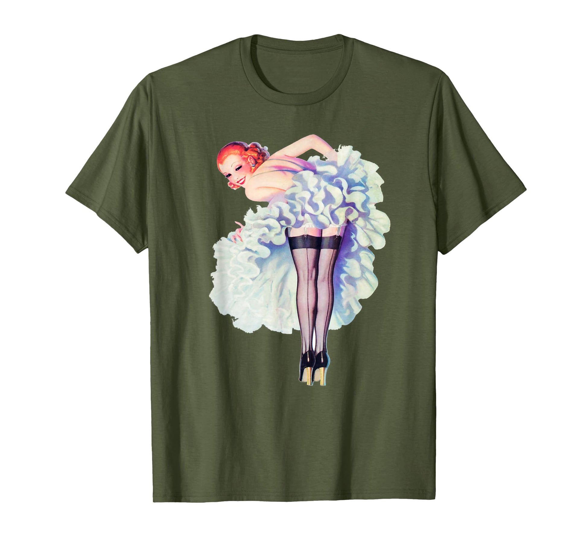 Ww2 America Redhead Pin Up Sexy Pinup T-Shirt - Custom Art Print Men Women - T-Shirt, Sweatshirt, Hoodie
