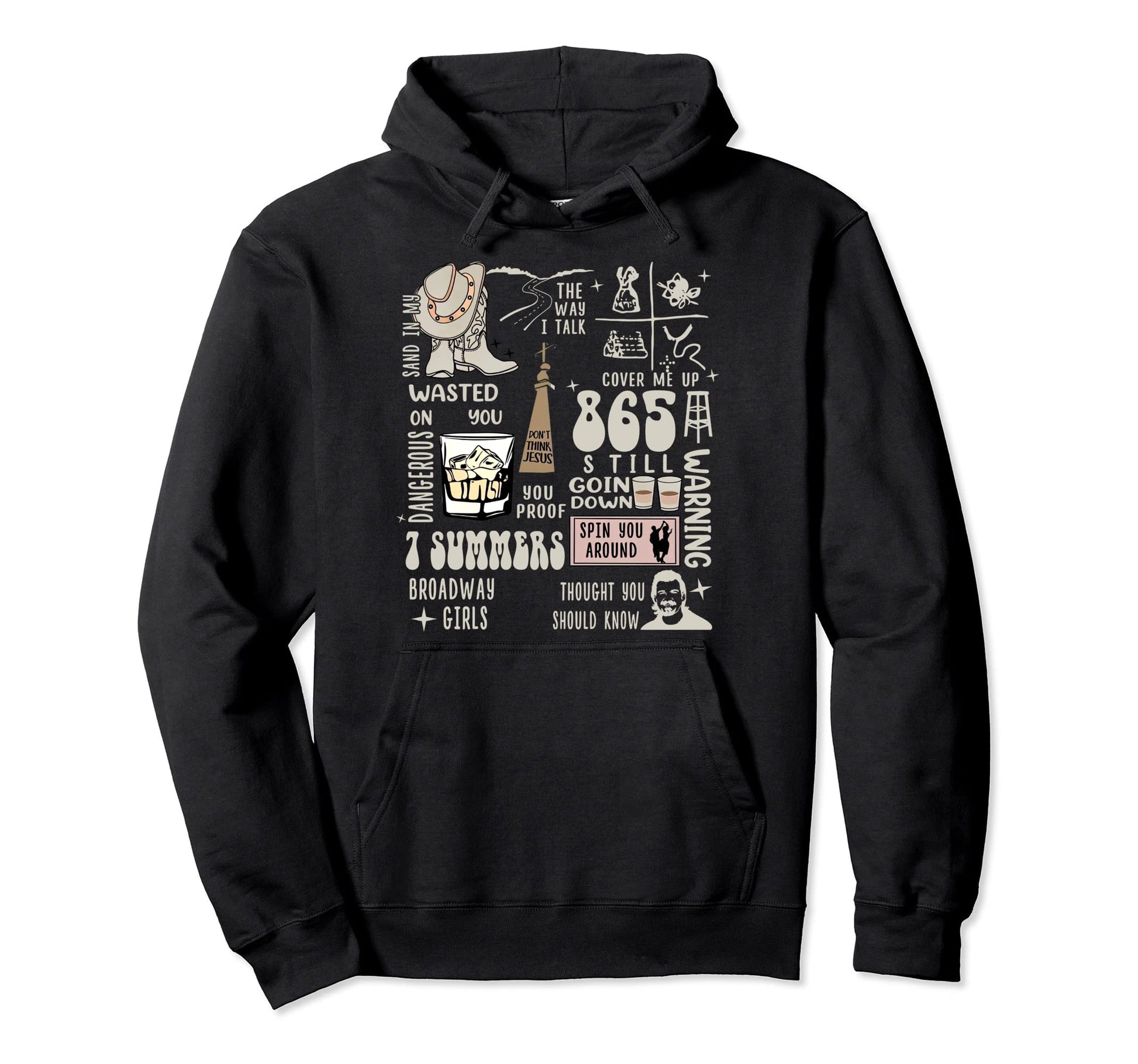 Western Country Music Hoodie - Casual Everyday Wear Men Women - T-Shirt, Sweatshirt, Hoodie