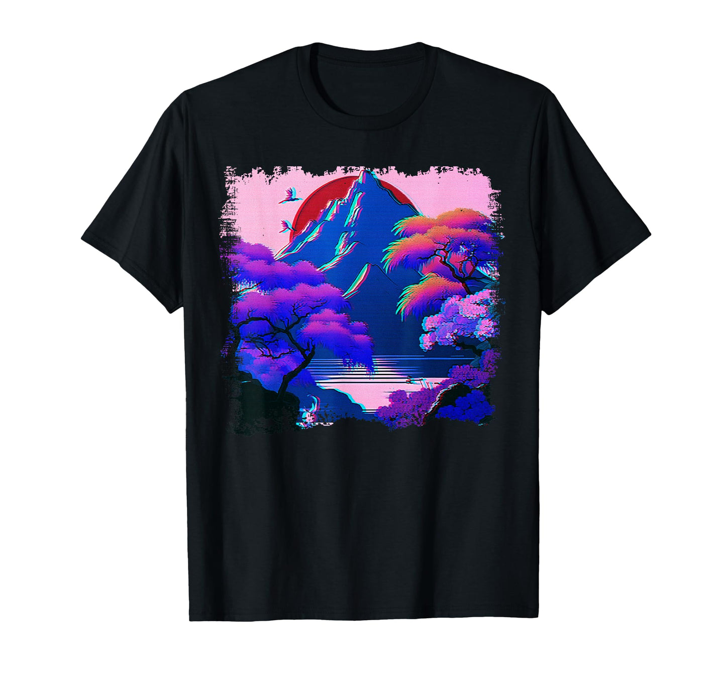 Japanese Garden Digital Woodblock T-Shirt - Aesthetic Graphic Men Women - T-Shirt, Sweatshirt, Hoodie