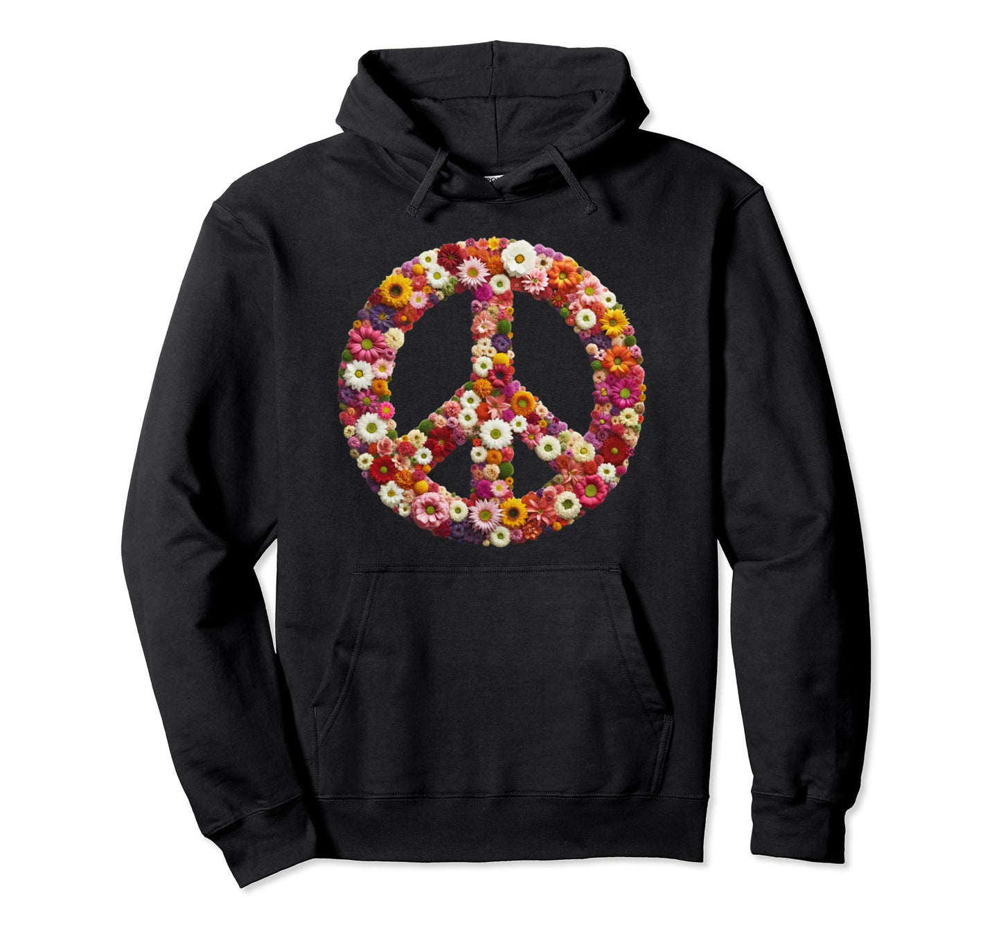 Sign Peace Love Flowers Hoodie - Novelty Apparel Unisex - T-Shirt, Sweatshirt, Hoodie