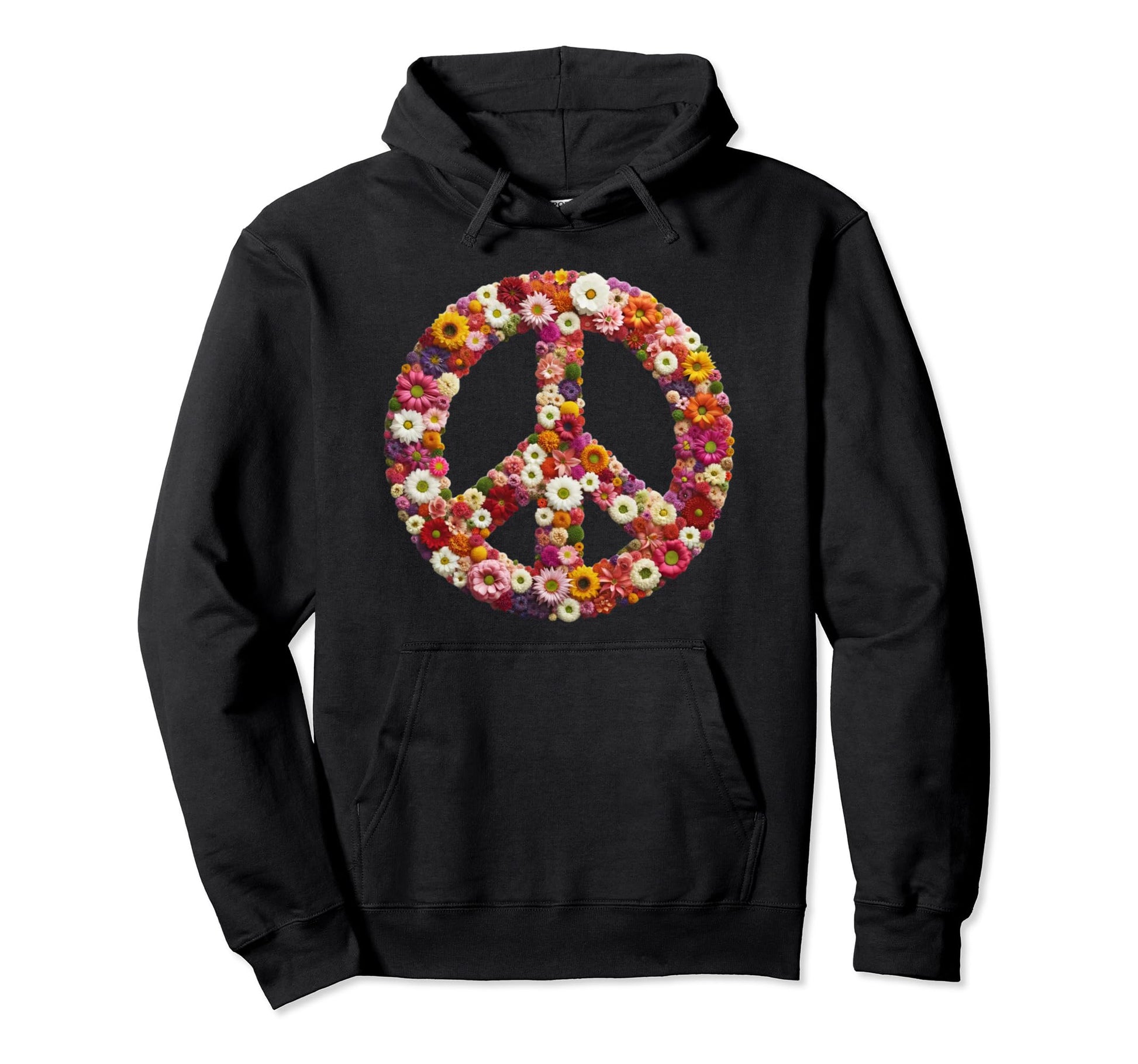Sign Peace Love Flowers Hoodie - Novelty Apparel Unisex - T-Shirt, Sweatshirt, Hoodie
