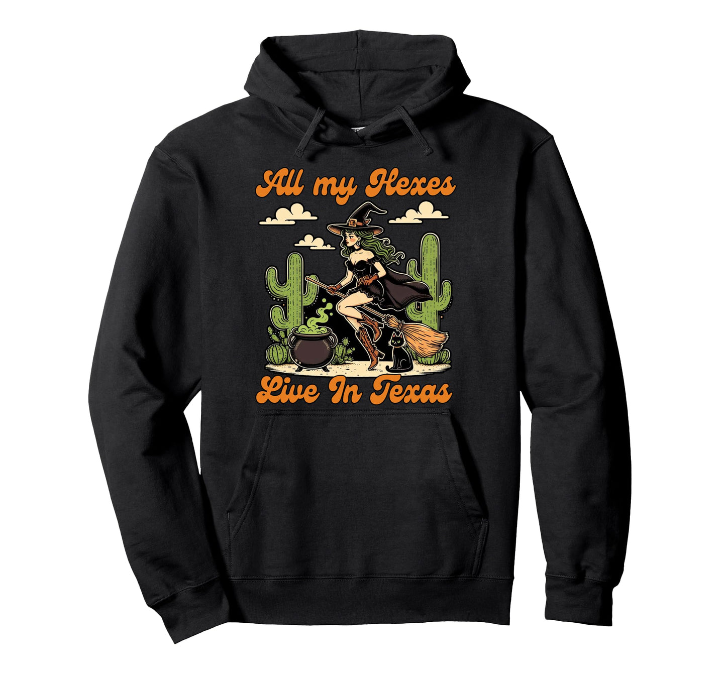 Western Halloween Cowgirl Witch Hoodie - Casual Everyday Wear Men Women - T-Shirt, Sweatshirt, Hoodie