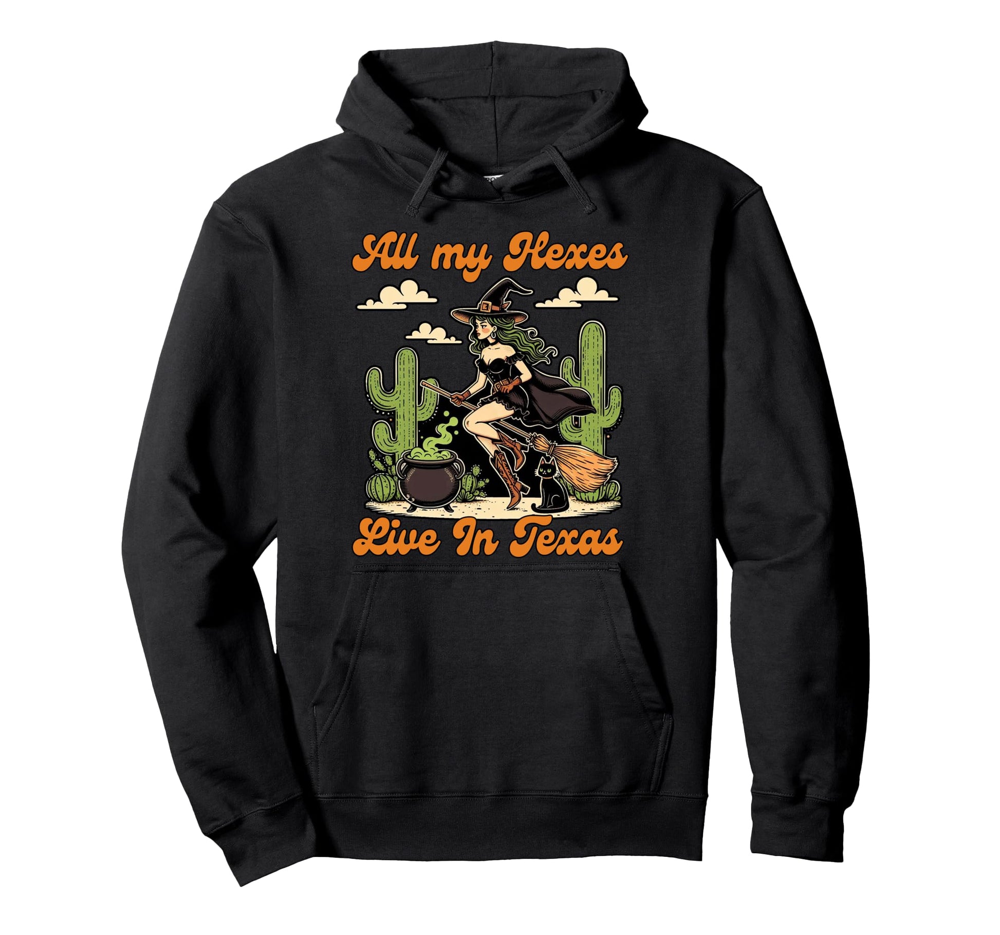 Western Halloween Cowgirl Witch Hoodie - Casual Everyday Wear Men Women - T-Shirt, Sweatshirt, Hoodie