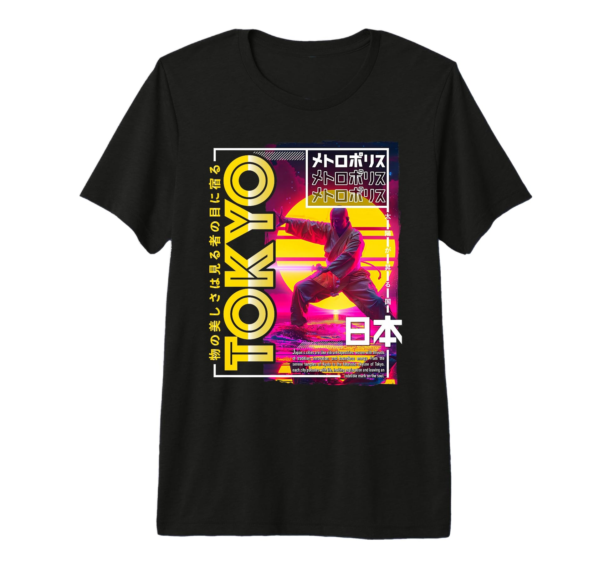 Tokyo City 80S Synthwave Shaolin Japan T-Shirt - Novelty Apparel Unisex - T-Shirt, Sweatshirt, Hoodie