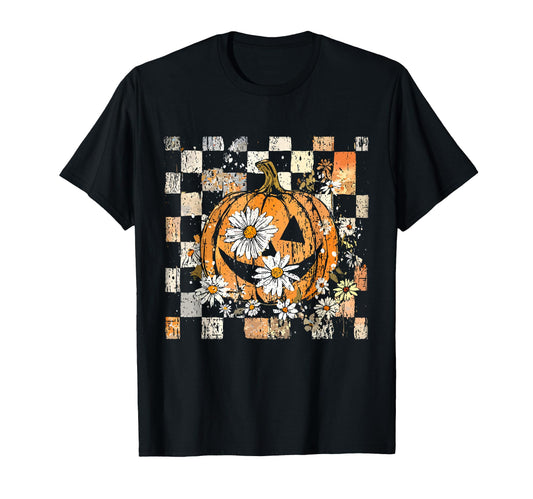 Boho Floral Funny Fall Pumpkin T-Shirt - Aesthetic Graphic Men Women - T-Shirt, Sweatshirt, Hoodie