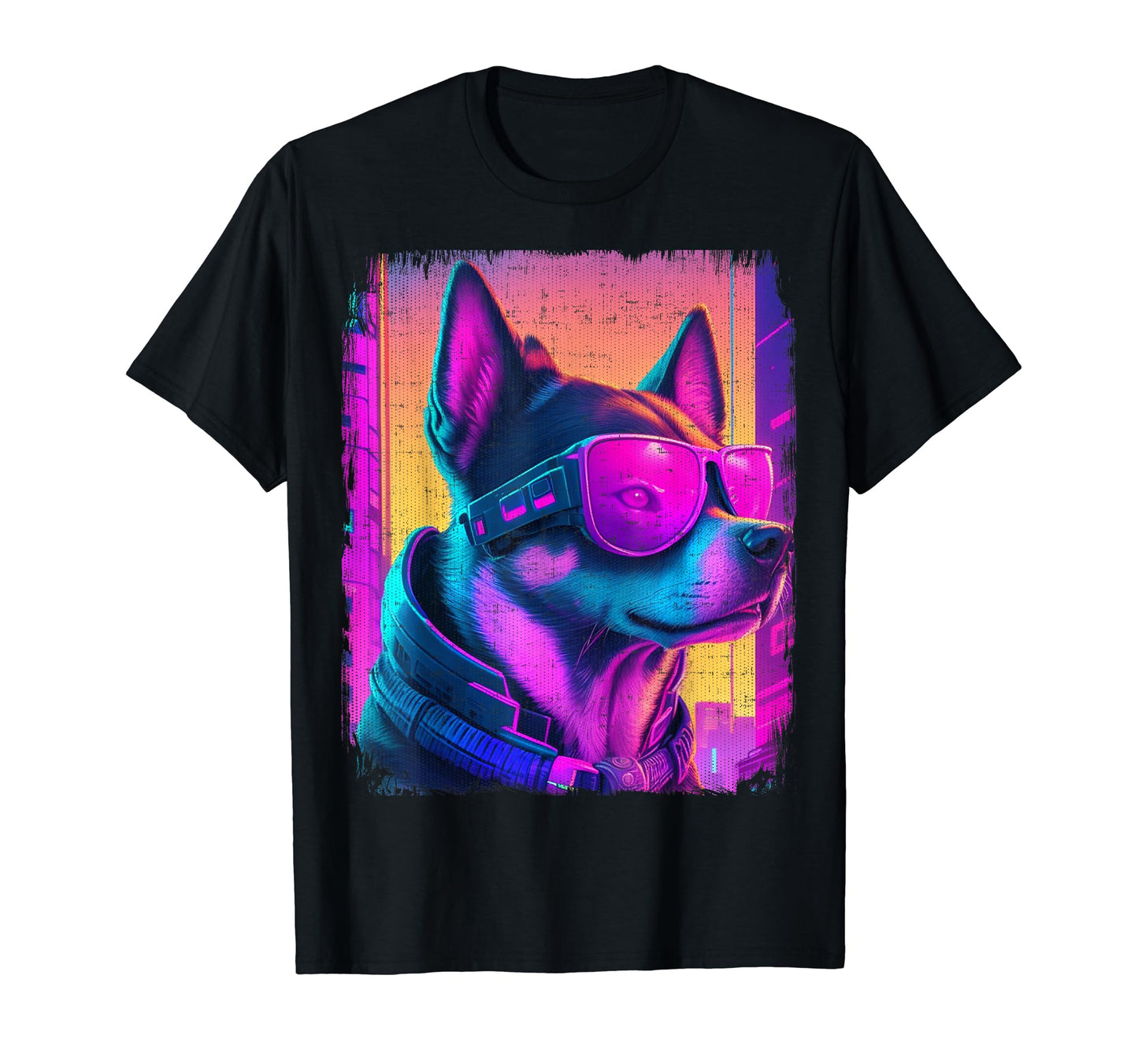 Mastador Dog Cyber Vaporwave 80S T-Shirt - Fun Novelty Design for Adults - T-Shirt, Sweatshirt, Hoodie