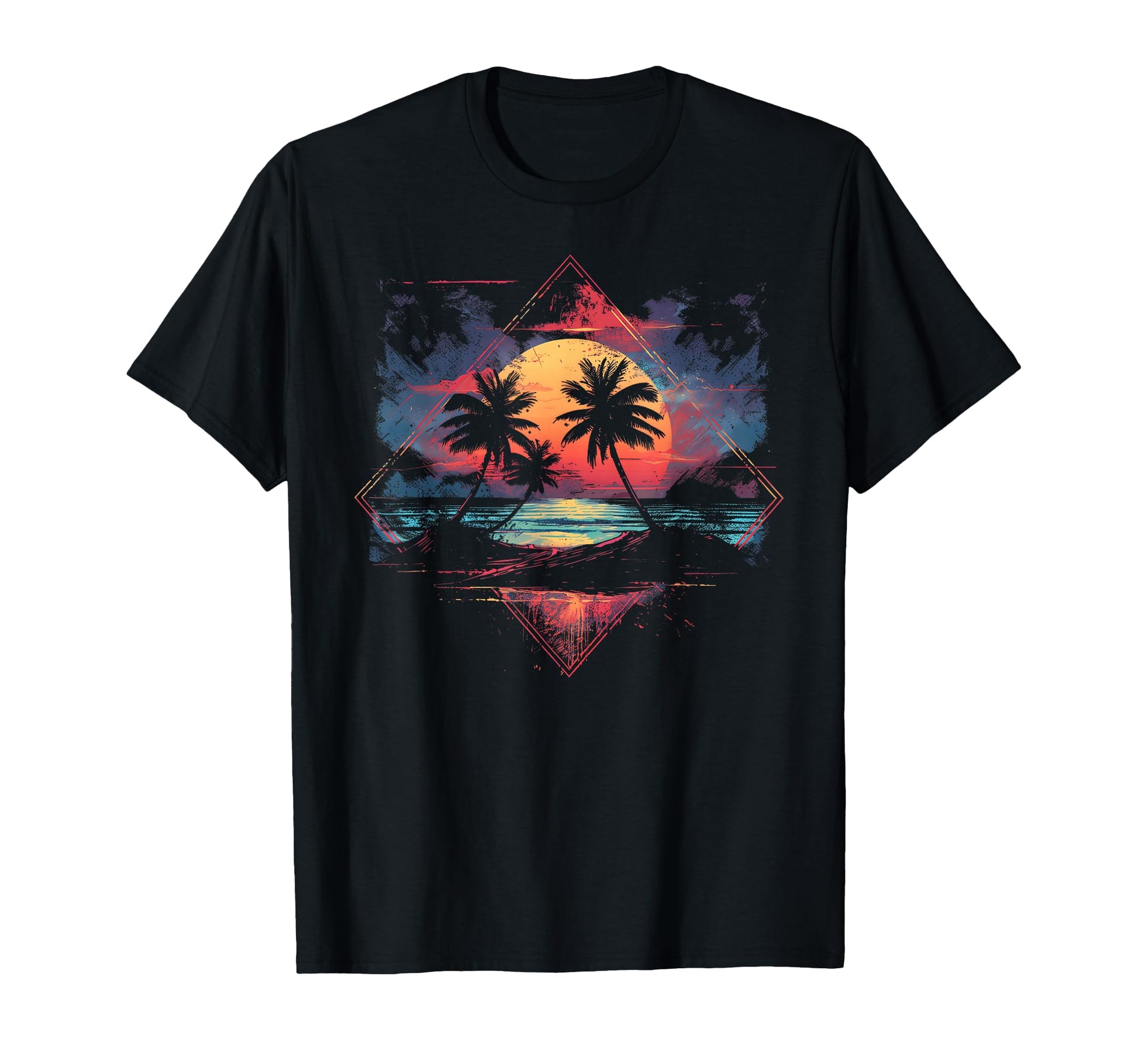 Synthwave 1980S 1990S Palm Trees Sunset T-Shirt - Trendy Graphic Unisex - T-Shirt, Sweatshirt, Hoodie