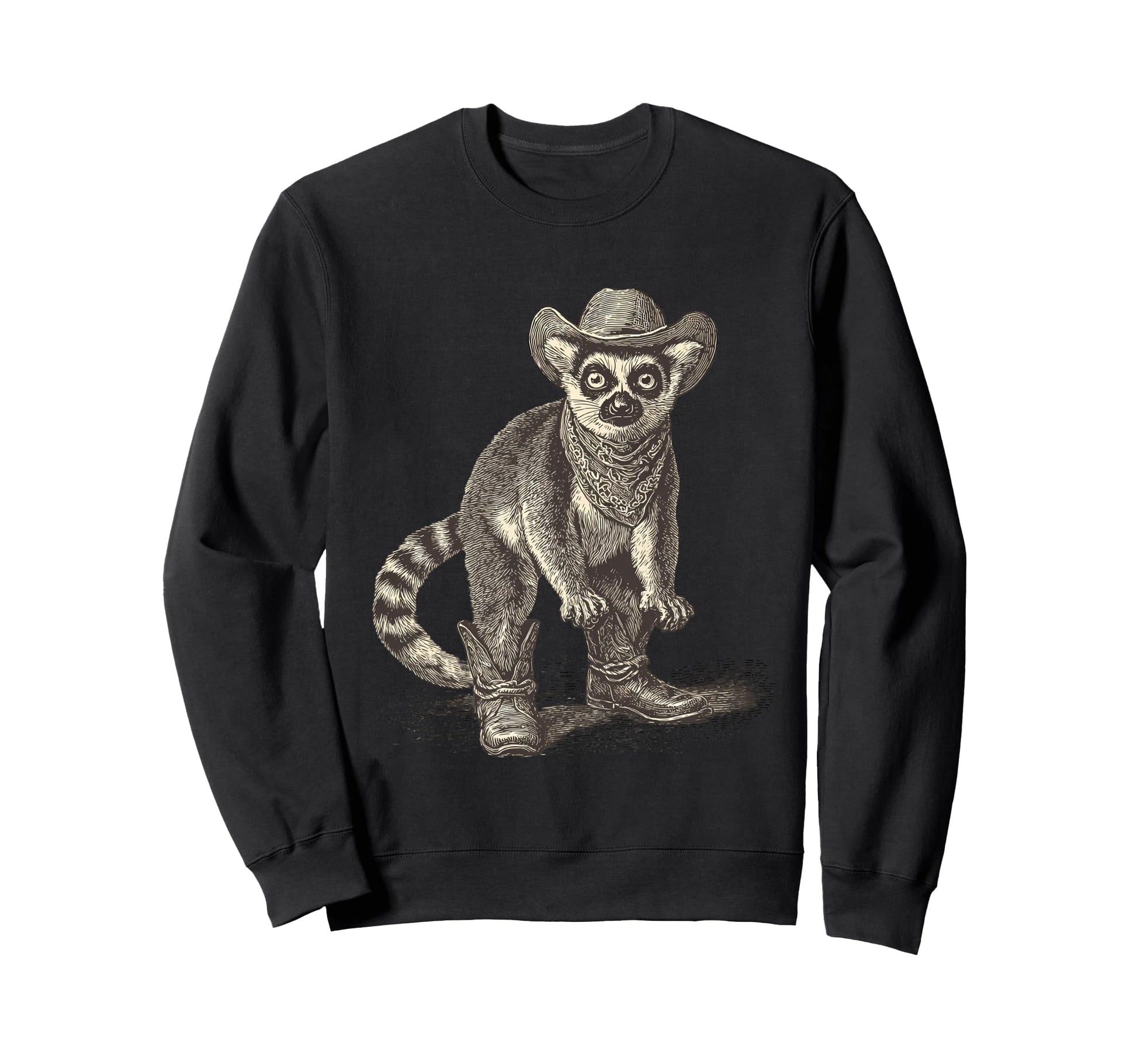 Lemur Cowboy Rodeo Cowgirl Sweatshirt - Fun Novelty Design for Adults - T-Shirt, Sweatshirt, Hoodie