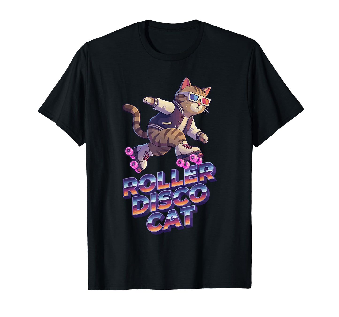 Roller Disco Cat 80S Skating Kitten 3D T-Shirt - Streetwear Style Unisex - T-Shirt, Sweatshirt, Hoodie