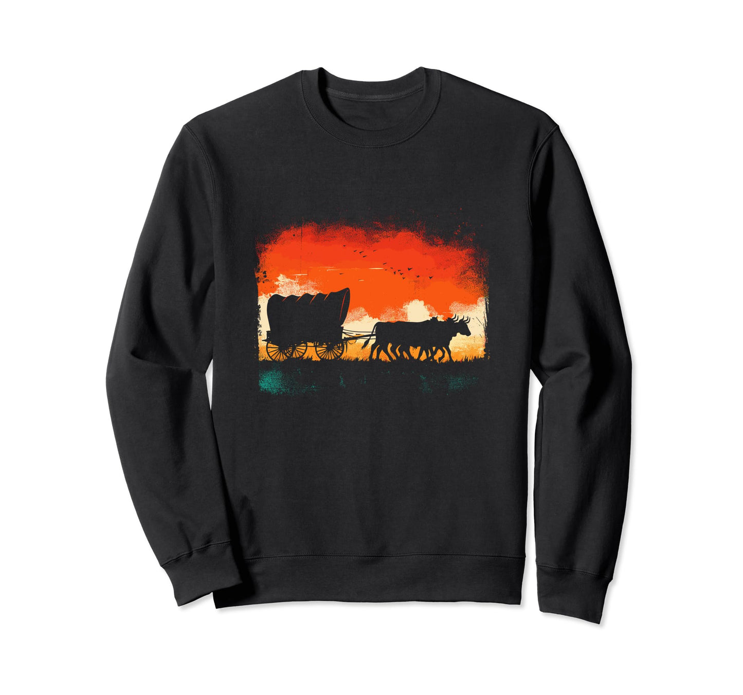 Cattle Pull Old Covered Wagon Western Sweatshirt - Graphic Print Men Women - T-Shirt, Sweatshirt, Hoodie