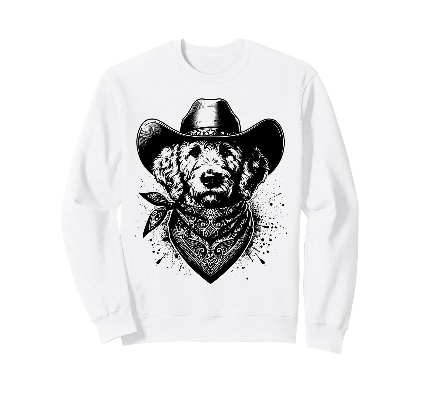 Goldendoodle Cowboy Western Hat And Sweatshirt - Fun Novelty Design Unisex - T-Shirt, Sweatshirt, Hoodie