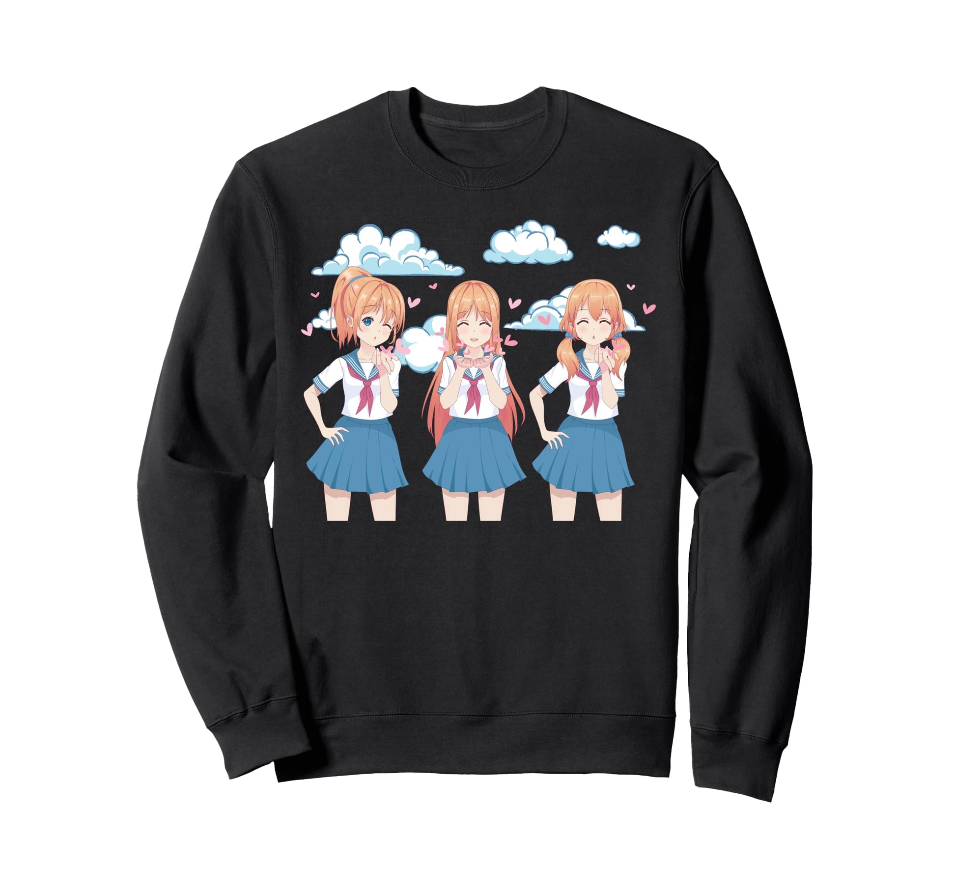 Anime School Japanese Clouds Aesthetics Sweatshirt - Graphic Print Unisex - T-Shirt, Sweatshirt, Hoodie