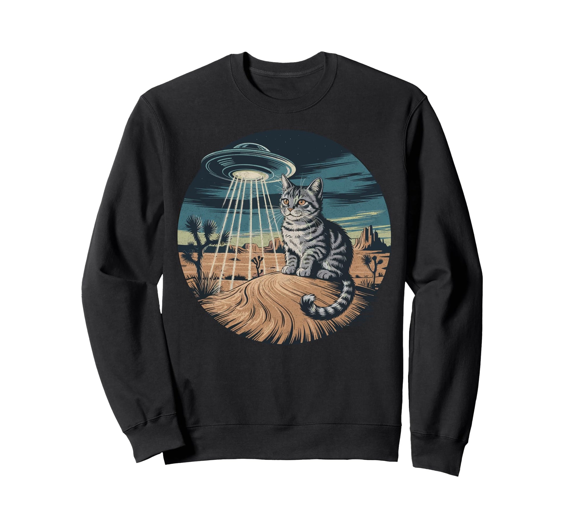 Funny Cat Western Ufo Cowboy Cat Sweatshirt - Fun Novelty Design Men Women - T-Shirt, Sweatshirt, Hoodie