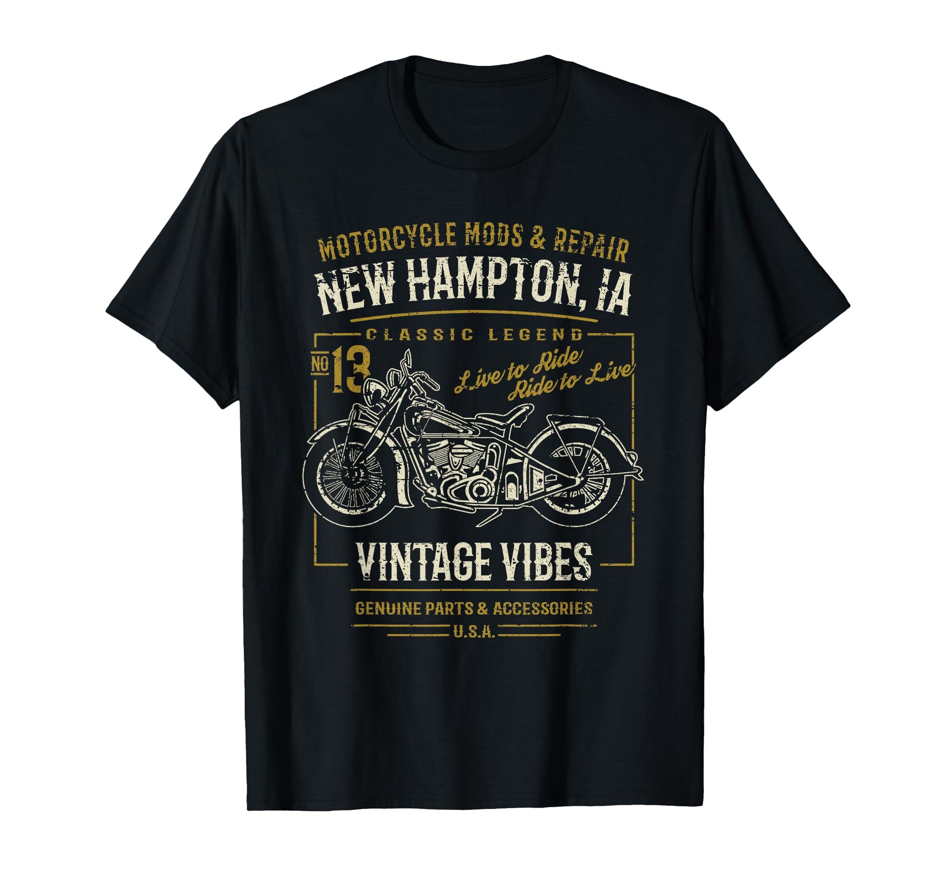 New Hampton Ia Usa Motorcycle T-Shirt - Graphic Print for Adults - T-Shirt, Sweatshirt, Hoodie