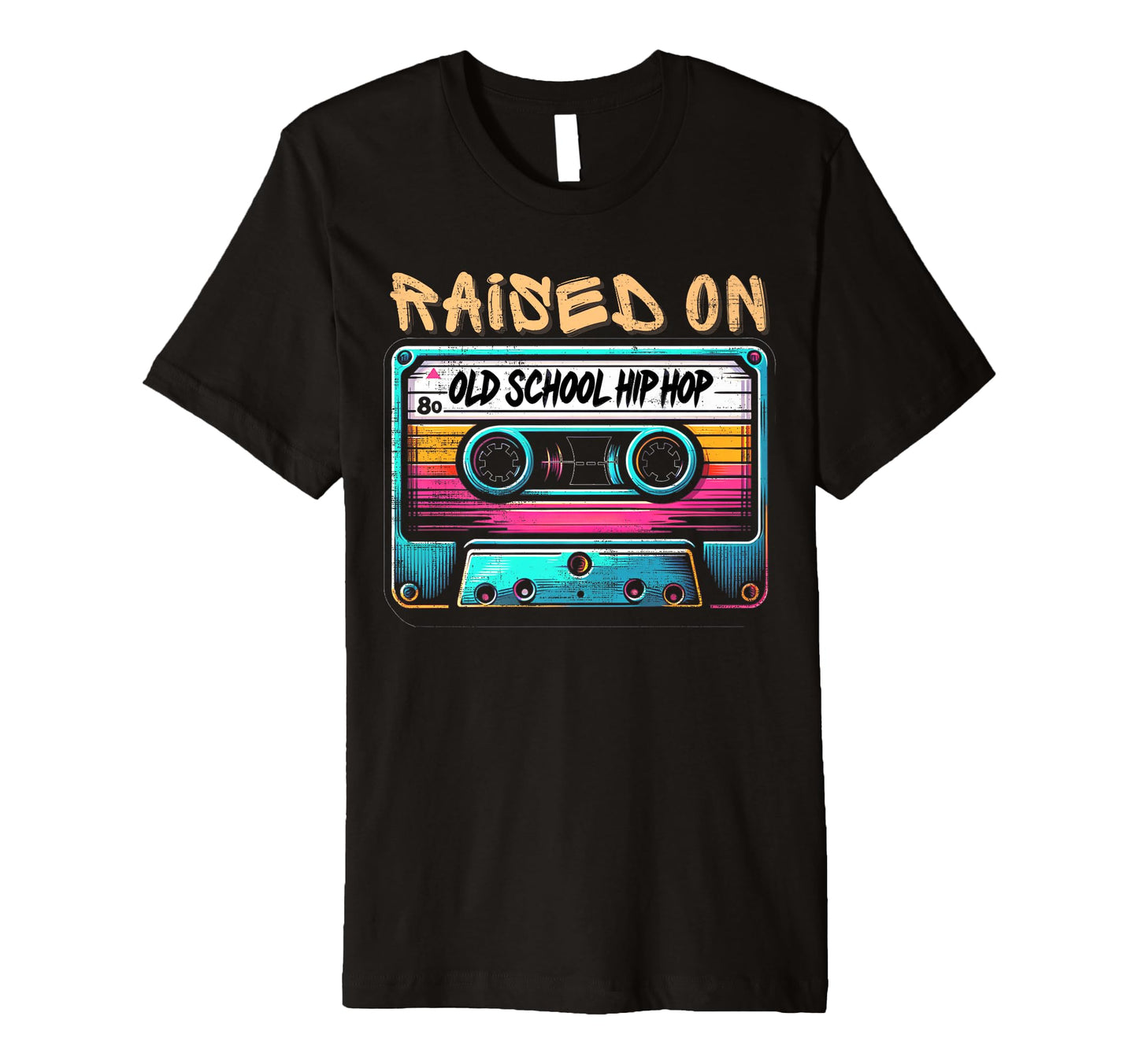 Raised Old School Hip Hop Graffiti Cassette T-Shirt - Graphic Print Unisex - T-Shirt, Sweatshirt, Hoodie