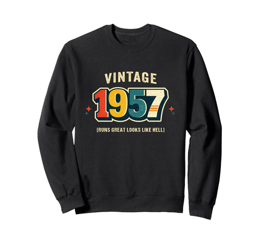 Birthday 1957 Runs Like Hell Car Sweatshirt - Custom Art Print for Adults - T-Shirt, Sweatshirt, Hoodie