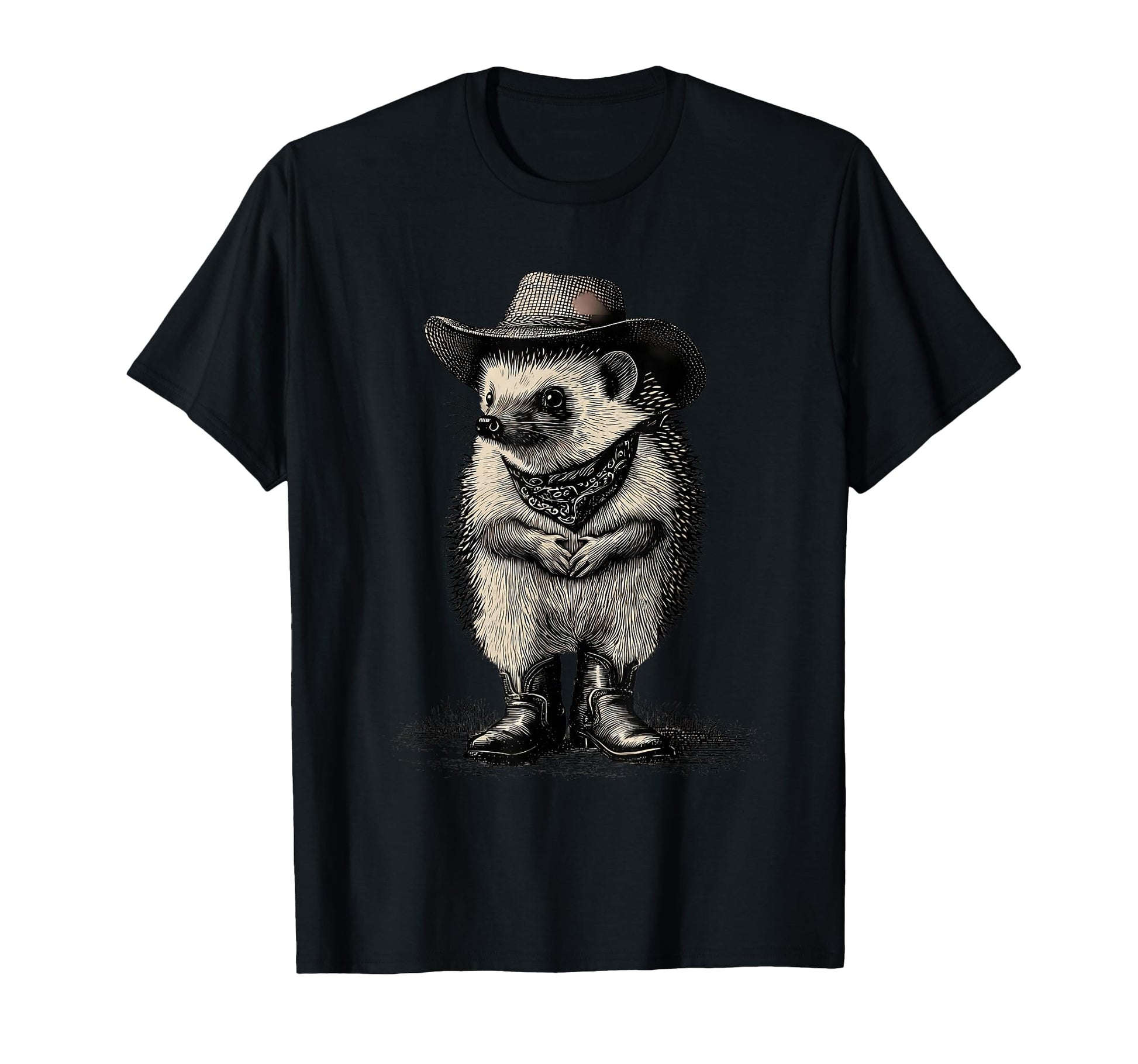 Hedgehog Cowboy Rodeo Cowgirl Western T-Shirt - Novelty Apparel for Adults - T-Shirt, Sweatshirt, Hoodie