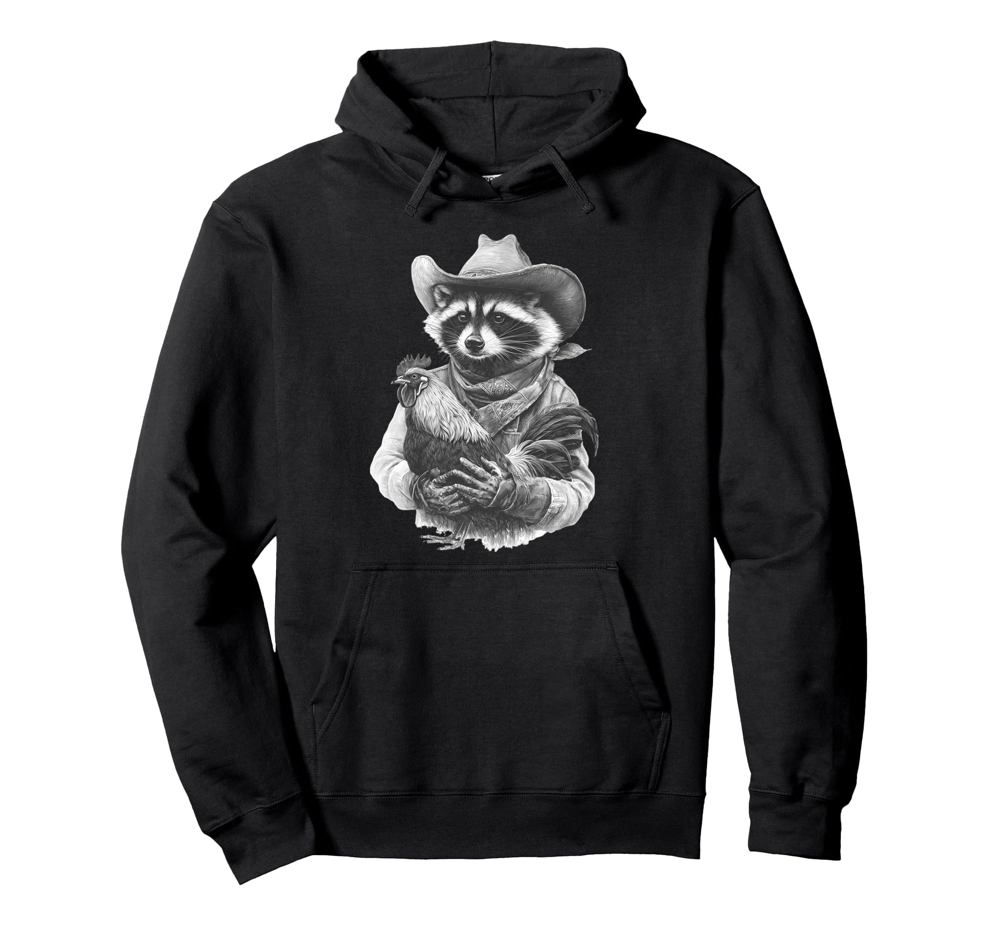 Raccoon Cowboy Rodeo Cowgirl Western Hoodie - Unique Graphic Men Women - T-Shirt, Sweatshirt, Hoodie