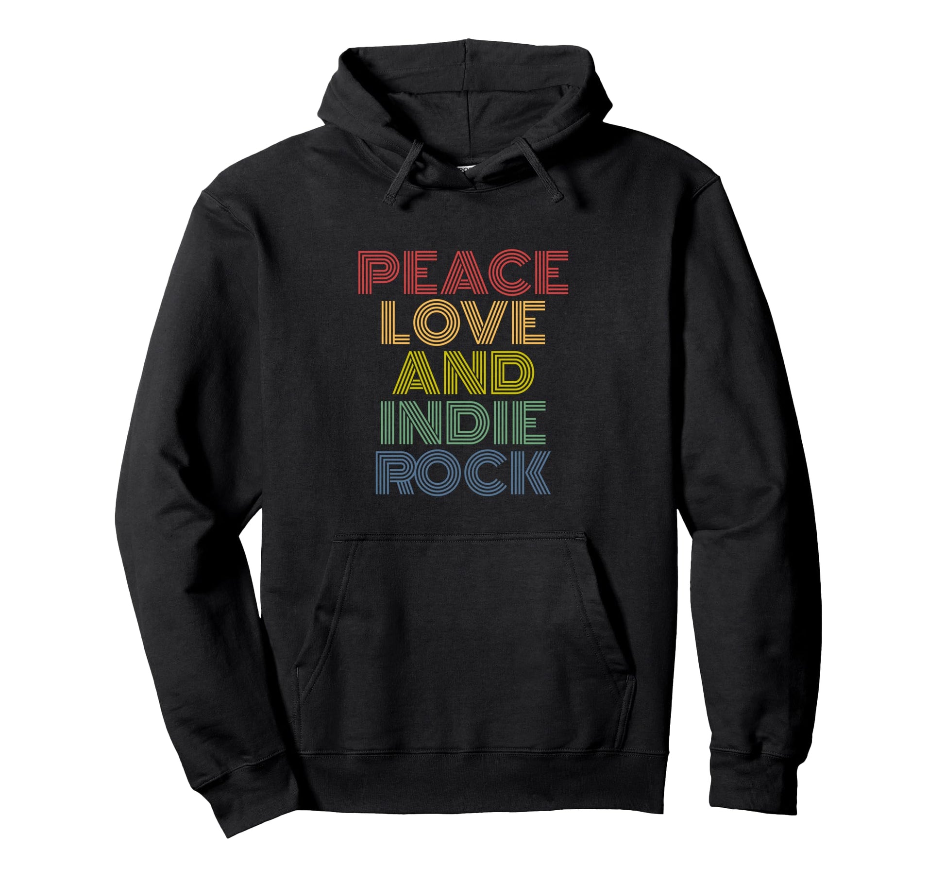 Peace Love And Indie Rock Rainbow Hoodie - Casual Everyday Wear for Adults - T-Shirt, Sweatshirt, Hoodie