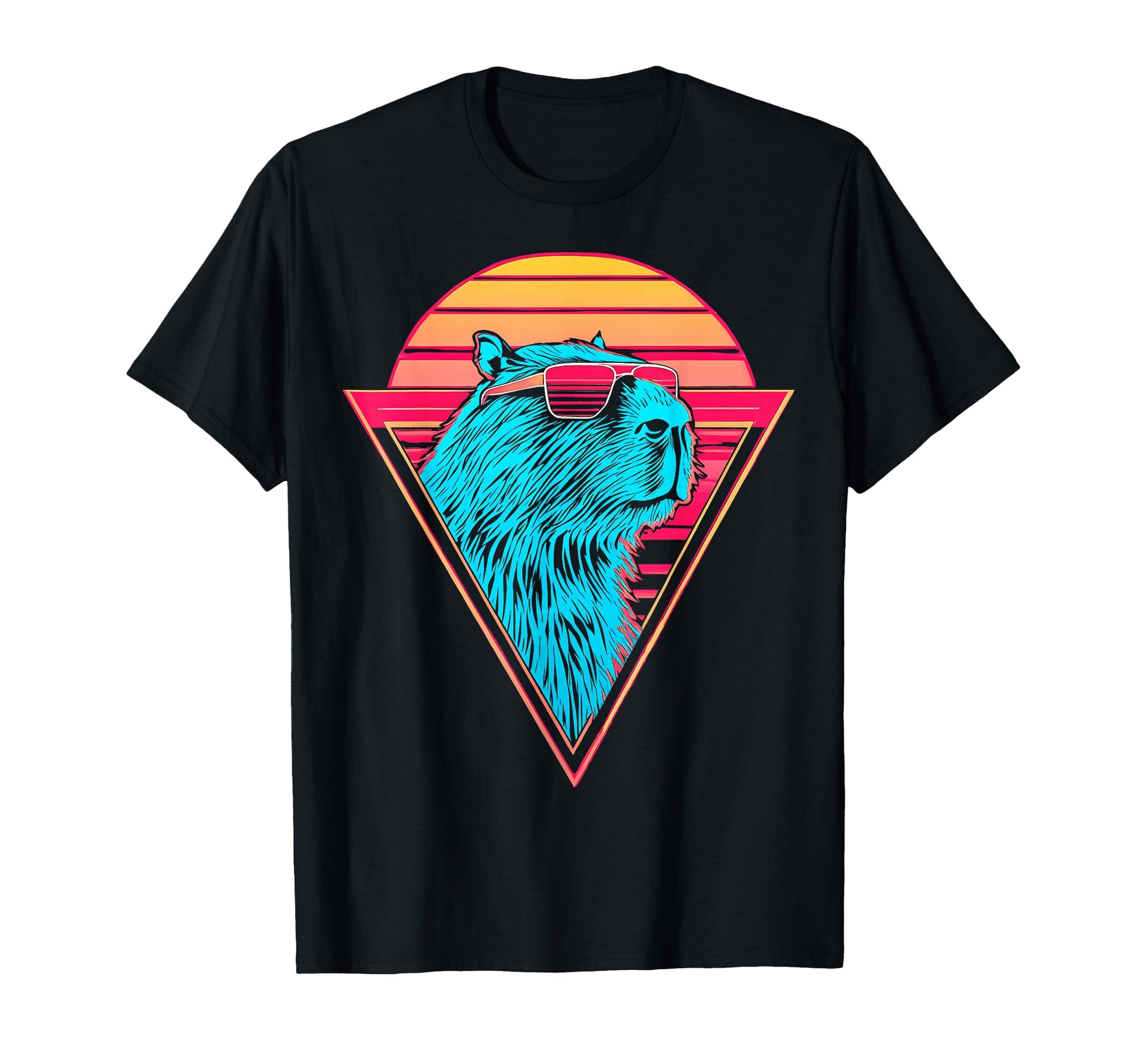 Capybara Capibara Sunglasses Vaporwave T-Shirt - Custom Art Print Unisex - T-Shirt, Sweatshirt, Hoodie