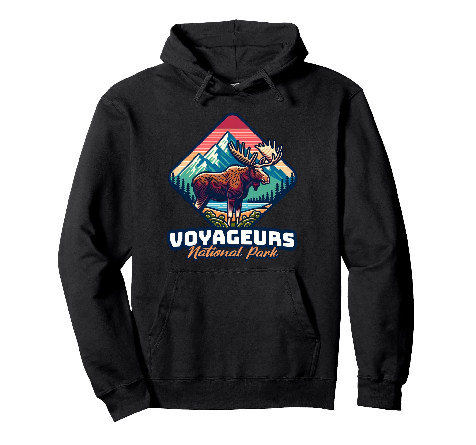 Voyageurs Moose Forest National Park Hoodie - Aesthetic Graphic Unisex - T-Shirt, Sweatshirt, Hoodie