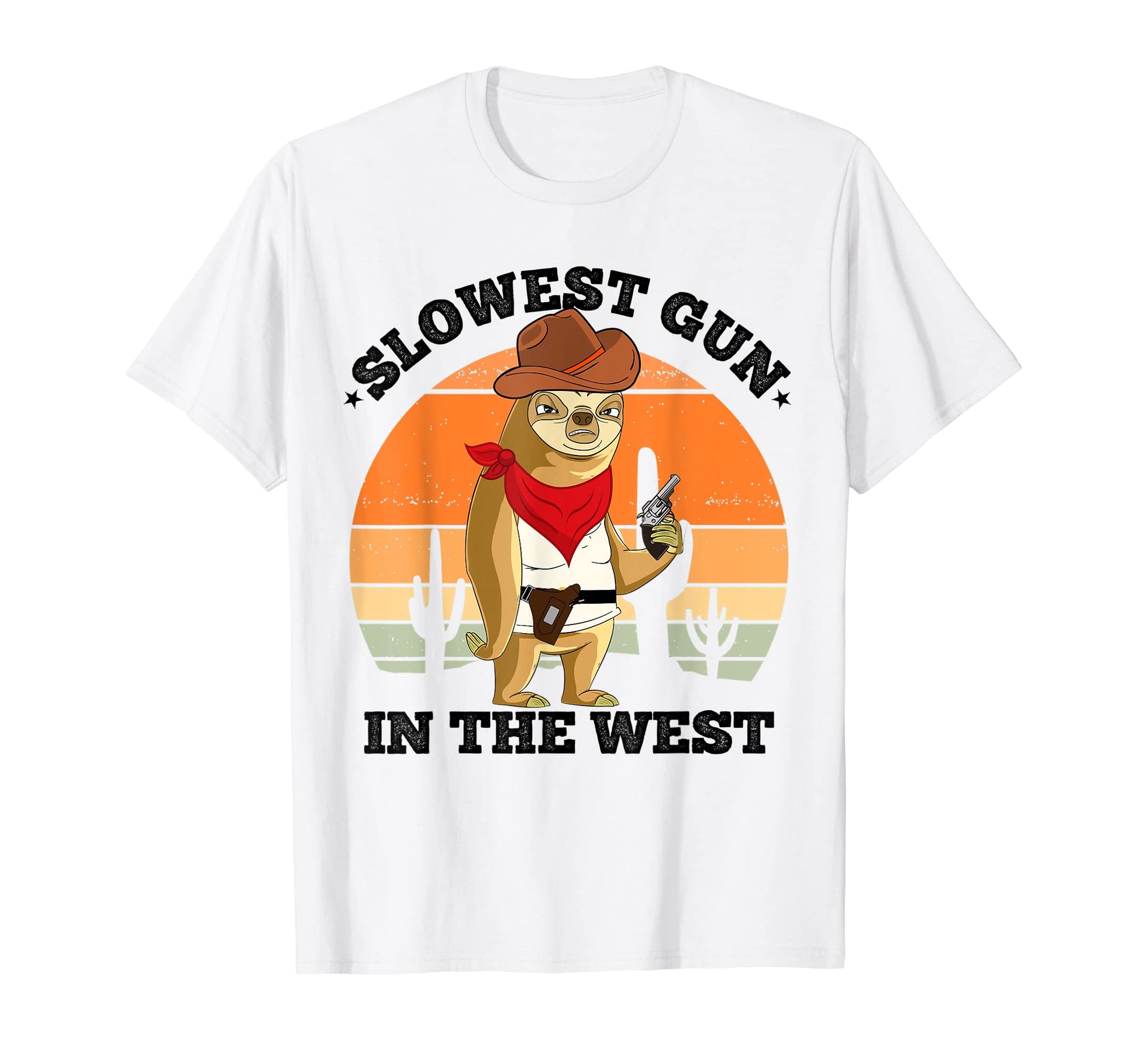 Sloth Cowboy Slowest Gun West Funny Sloth T-Shirt - Unique Graphic Unisex - T-Shirt, Sweatshirt, Hoodie