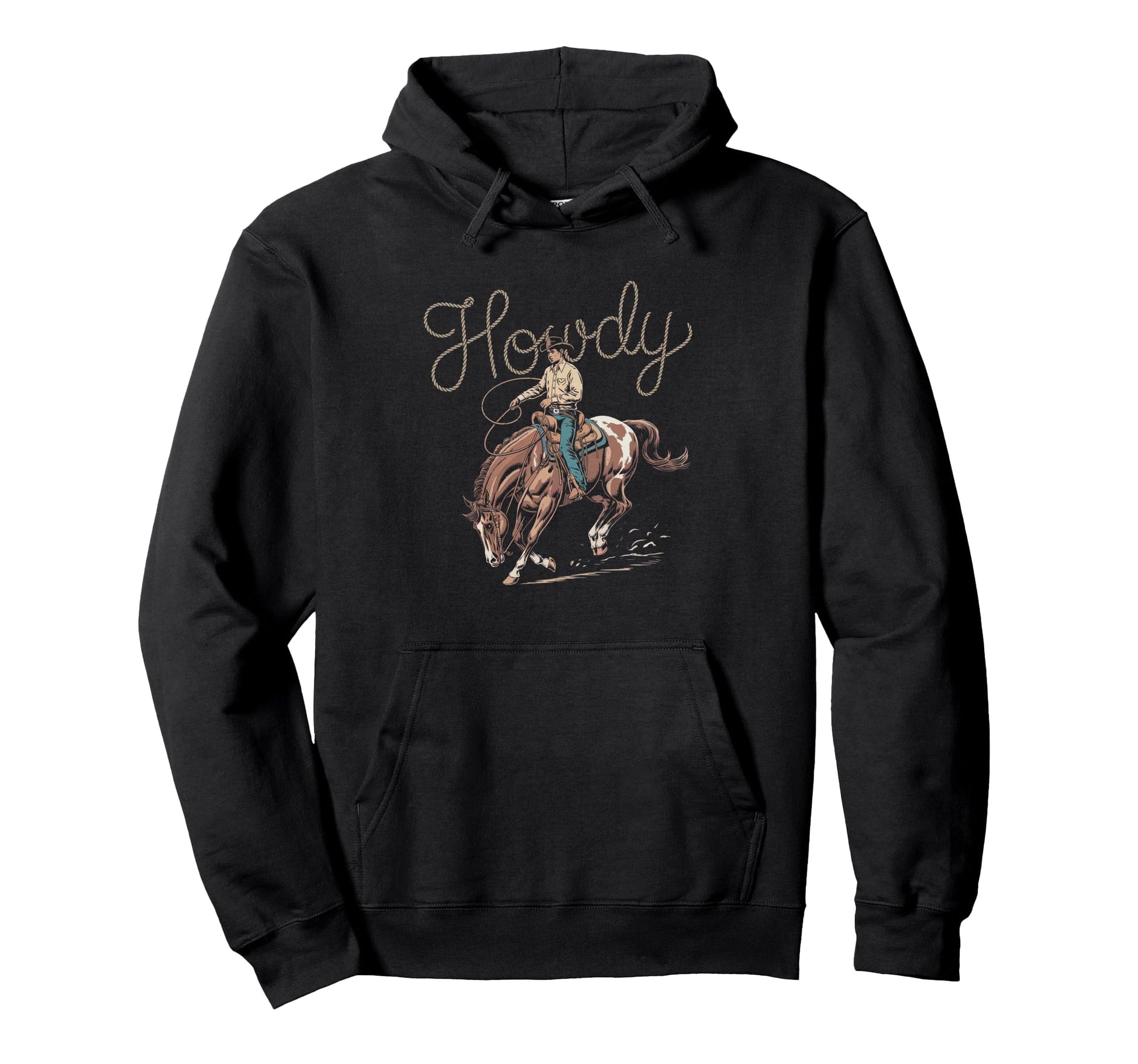 Howdy Cowboy Rodeo Bronco Bucking Horse Hoodie - Novelty Apparel Unisex - T-Shirt, Sweatshirt, Hoodie