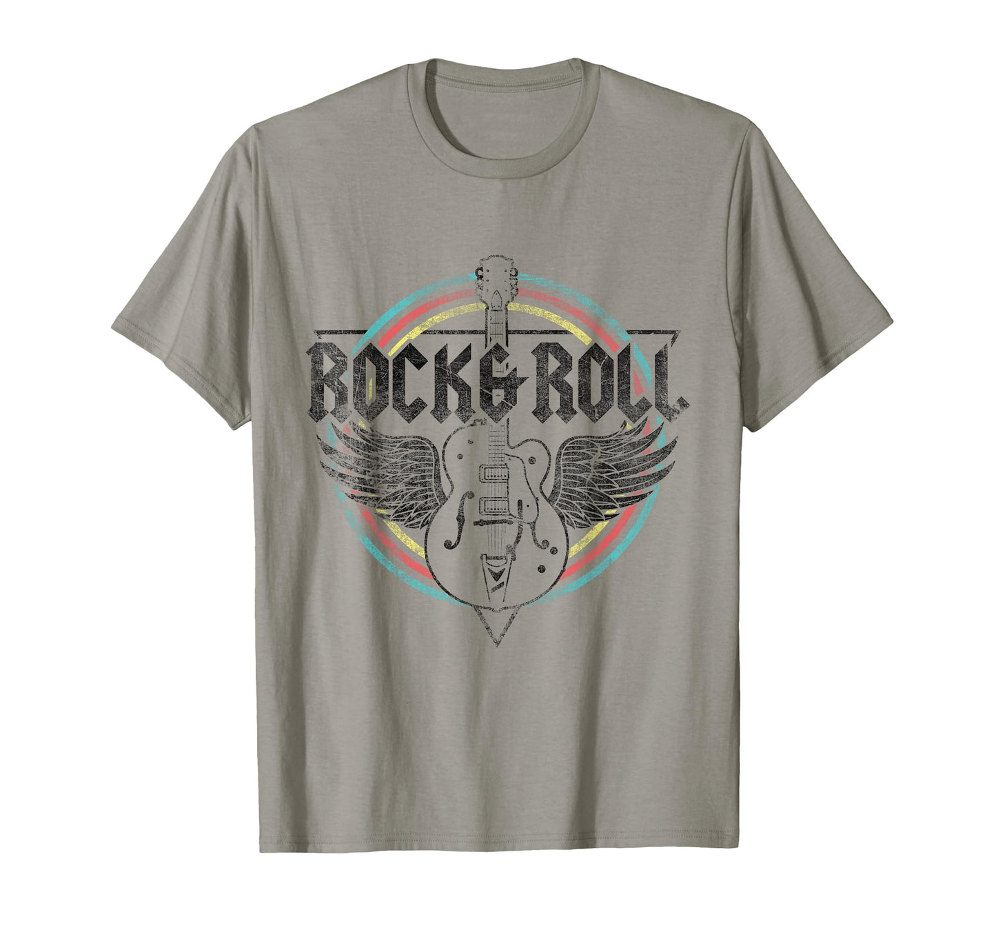 Rock Roll Guitar Wings Music Black T-Shirt - Aesthetic Graphic Men Women - T-Shirt, Sweatshirt, Hoodie