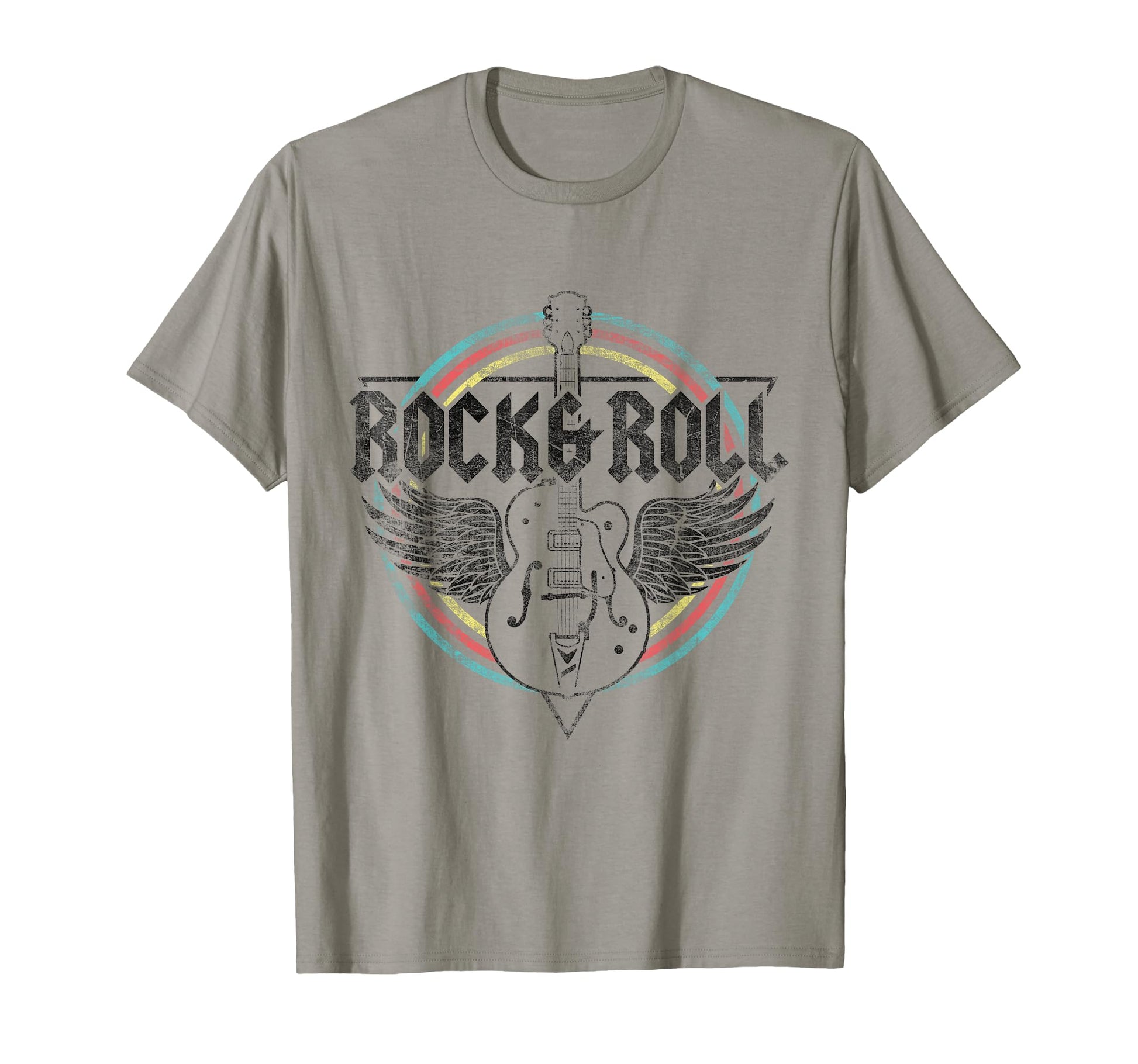 Rock Roll Guitar Wings Music Black T-Shirt - Aesthetic Graphic Men Women - T-Shirt, Sweatshirt, Hoodie