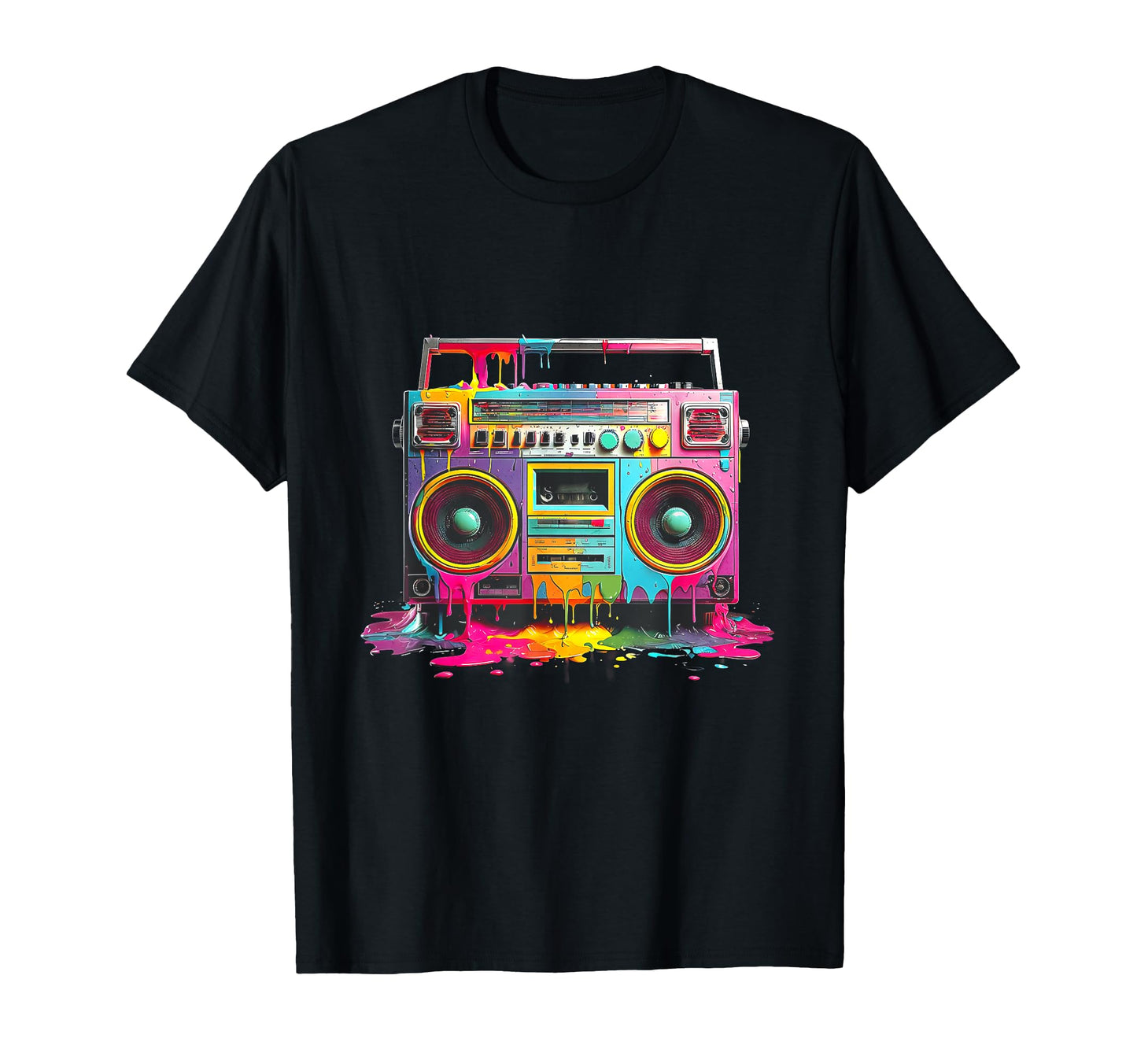 Dripping Paint Boombox Oldschool 80S T-Shirt - Unique Graphic for Adults - T-Shirt, Sweatshirt, Hoodie