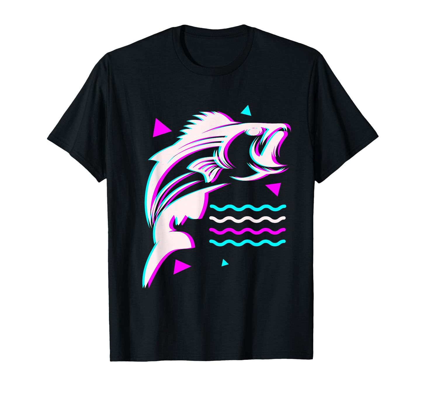 Fishing Fishing Vaporwave Bass Fish T-Shirt - Unique Graphic Unisex - T-Shirt, Sweatshirt, Hoodie