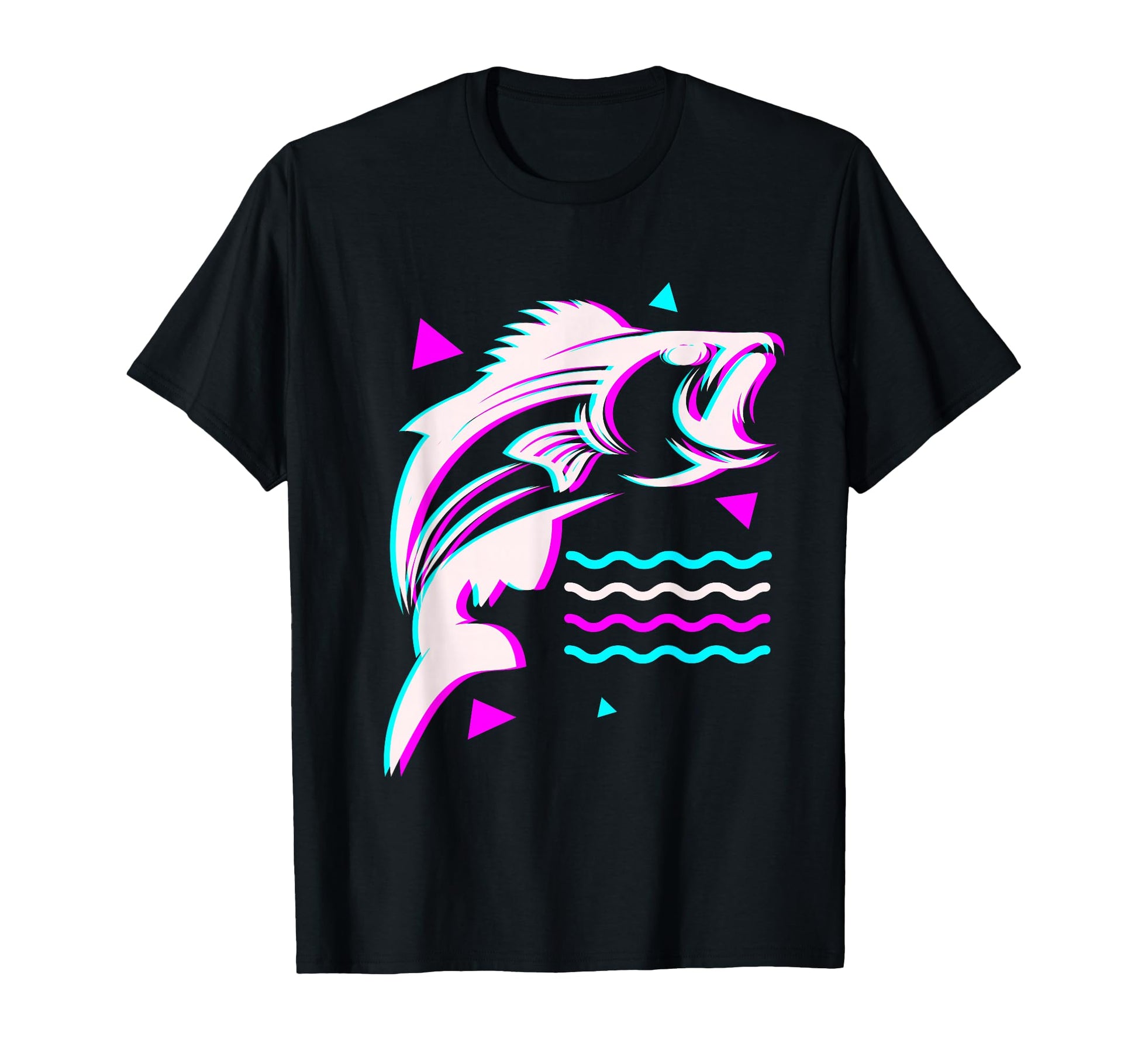 Fishing Fishing Vaporwave Bass Fish T-Shirt - Unique Graphic Unisex - T-Shirt, Sweatshirt, Hoodie