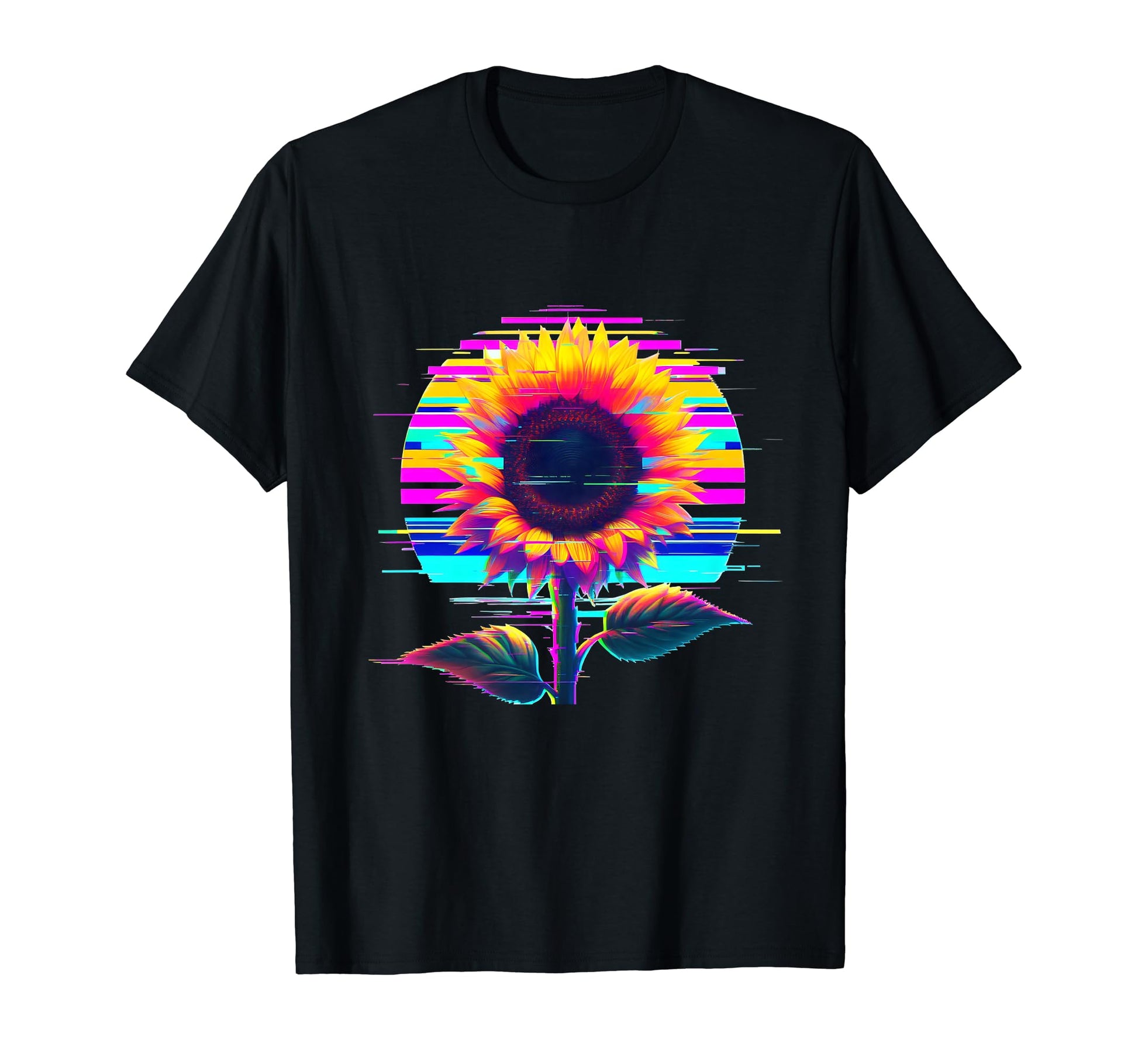 Glitch Sunflower Vaporwave Aesthetic T-Shirt - Custom Art Print for Adults - T-Shirt, Sweatshirt, Hoodie