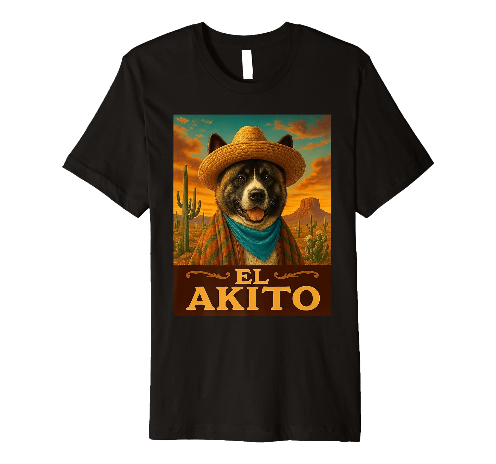 American Akita El Akito Wild West T-Shirt - Aesthetic Graphic Unisex - T-Shirt, Sweatshirt, Hoodie